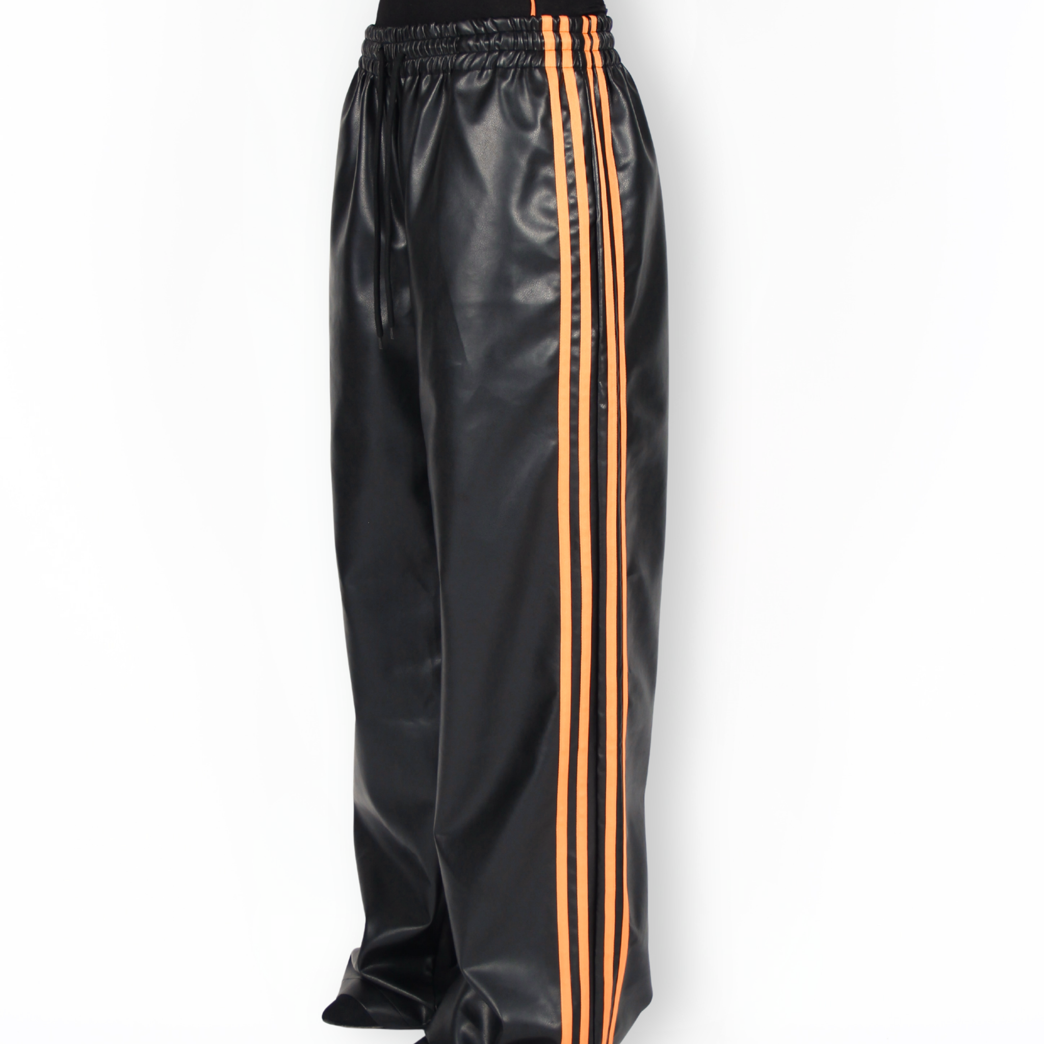 MTL Striped Leather Pants Black/Orange