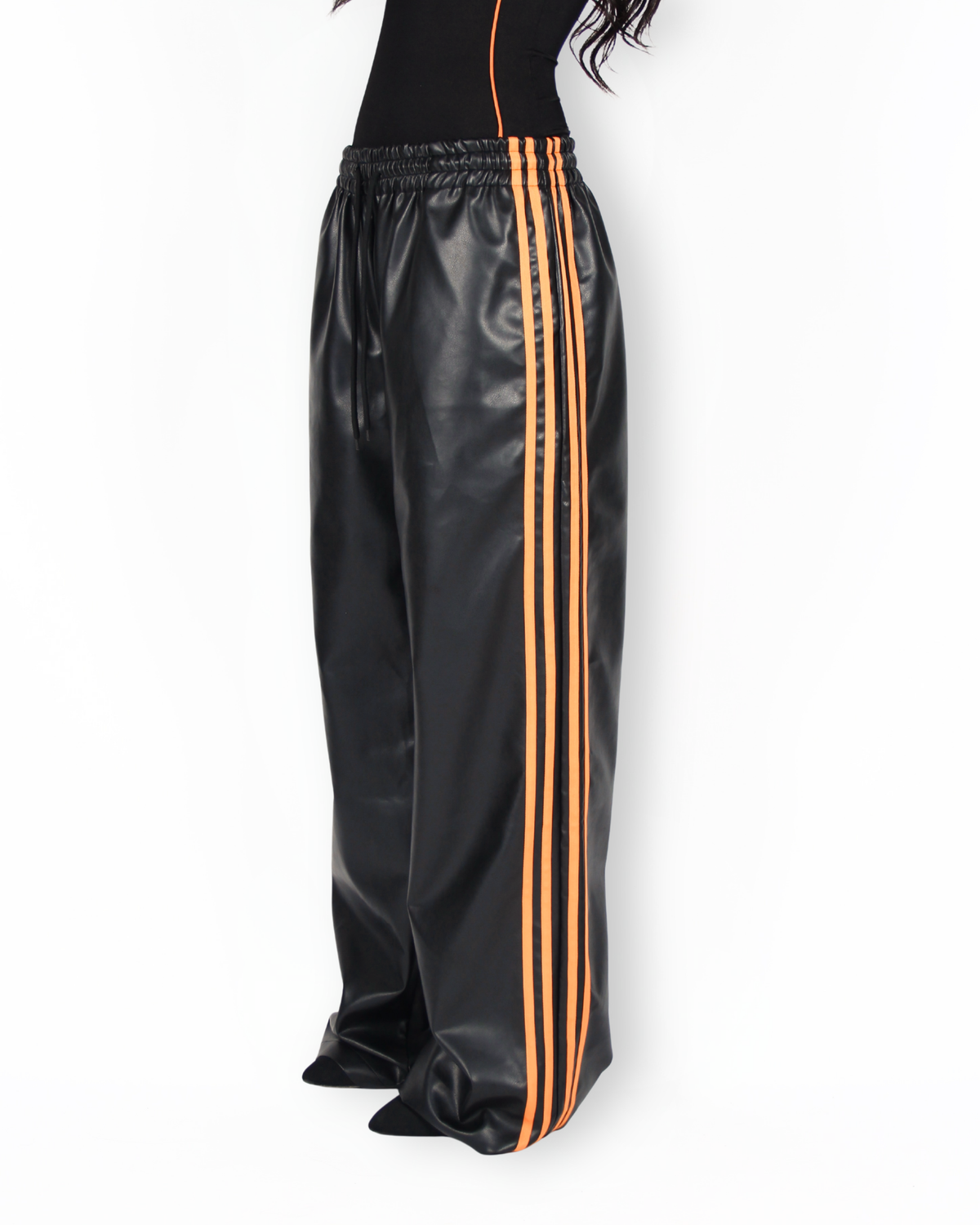 MTL Striped Leather Pants Black/Orange