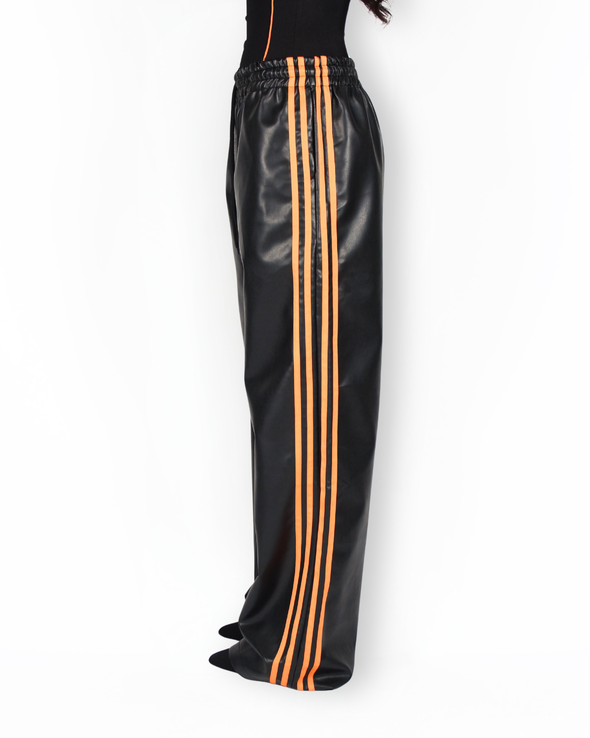 MTL Striped Leather Pants Black/Orange
