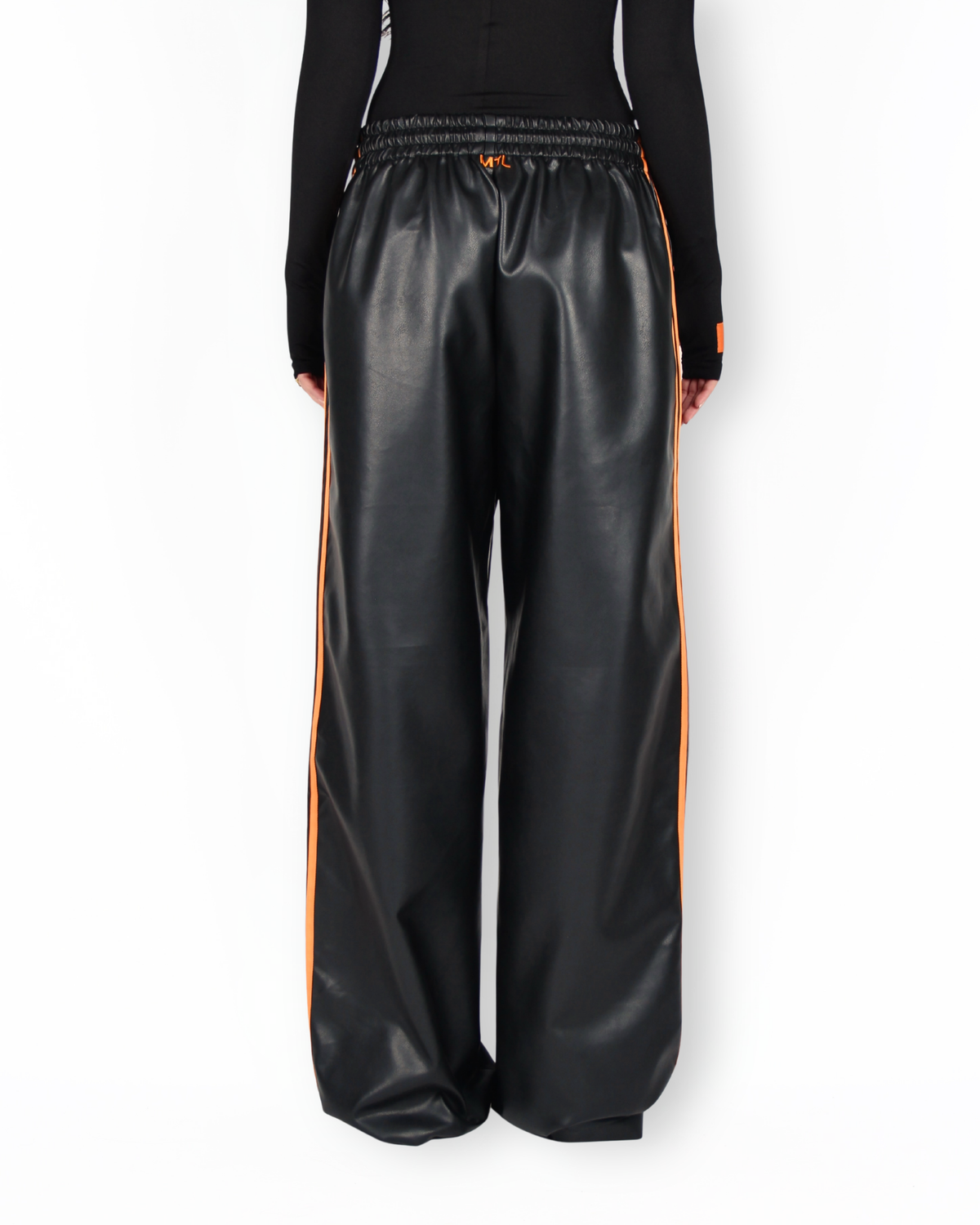 MTL Striped Leather Pants Black/Orange