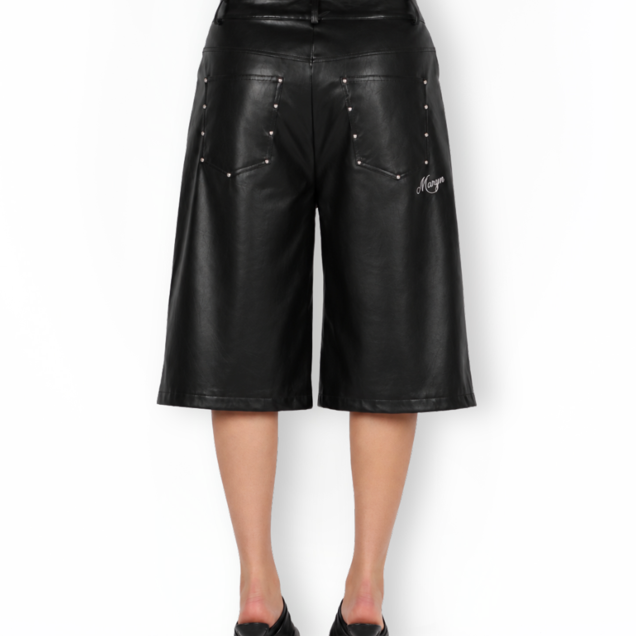 MTL Studded Leather Bermuda Black