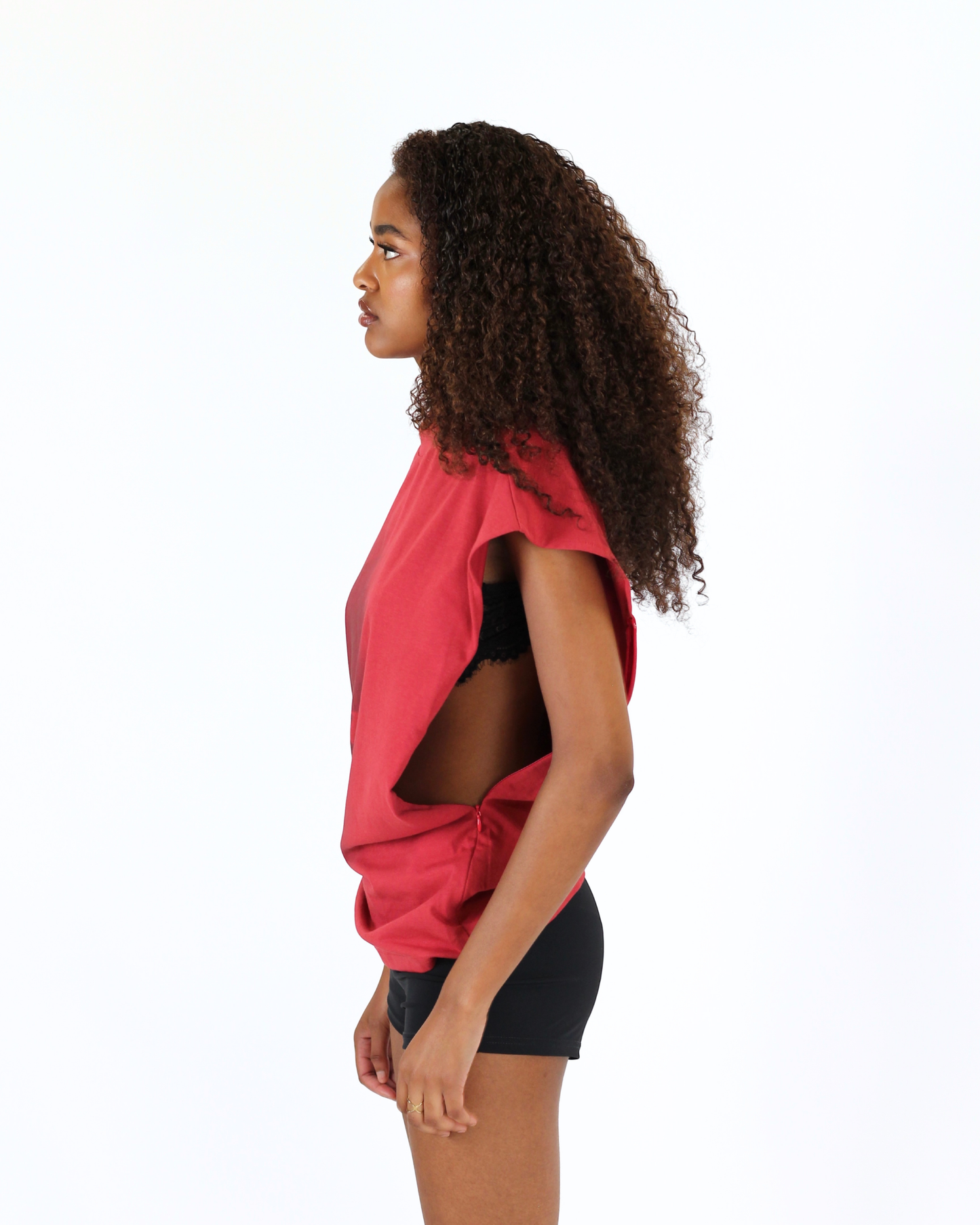 MTL Sleeveless Zipper Shirt Red