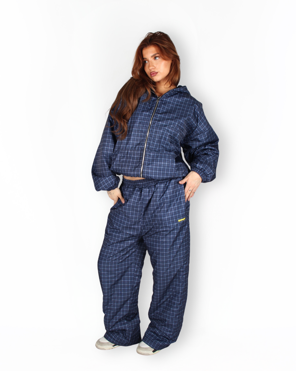 MTL Reversible Checked Pants Navy