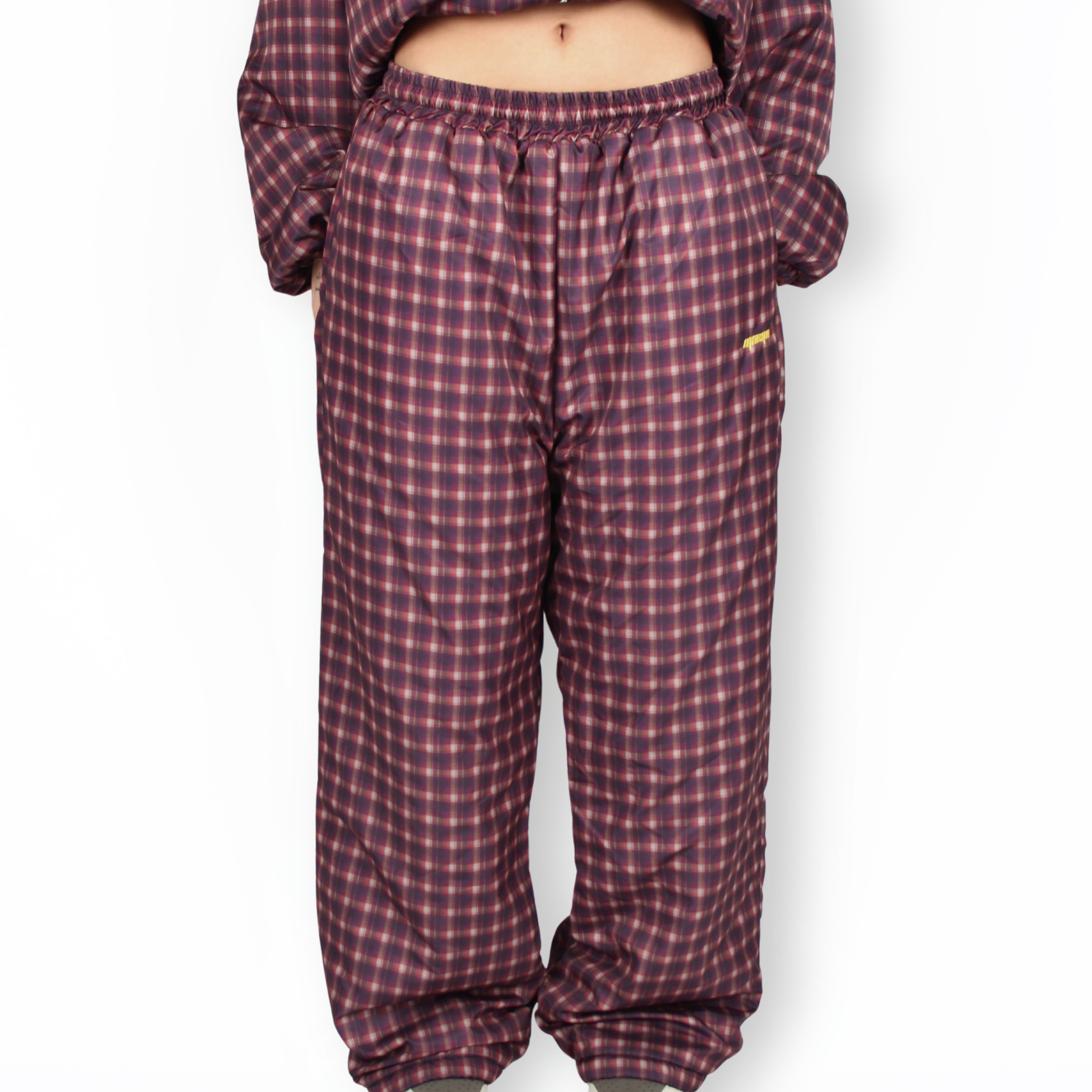 MTL Reversible Checked Pants Burgundy