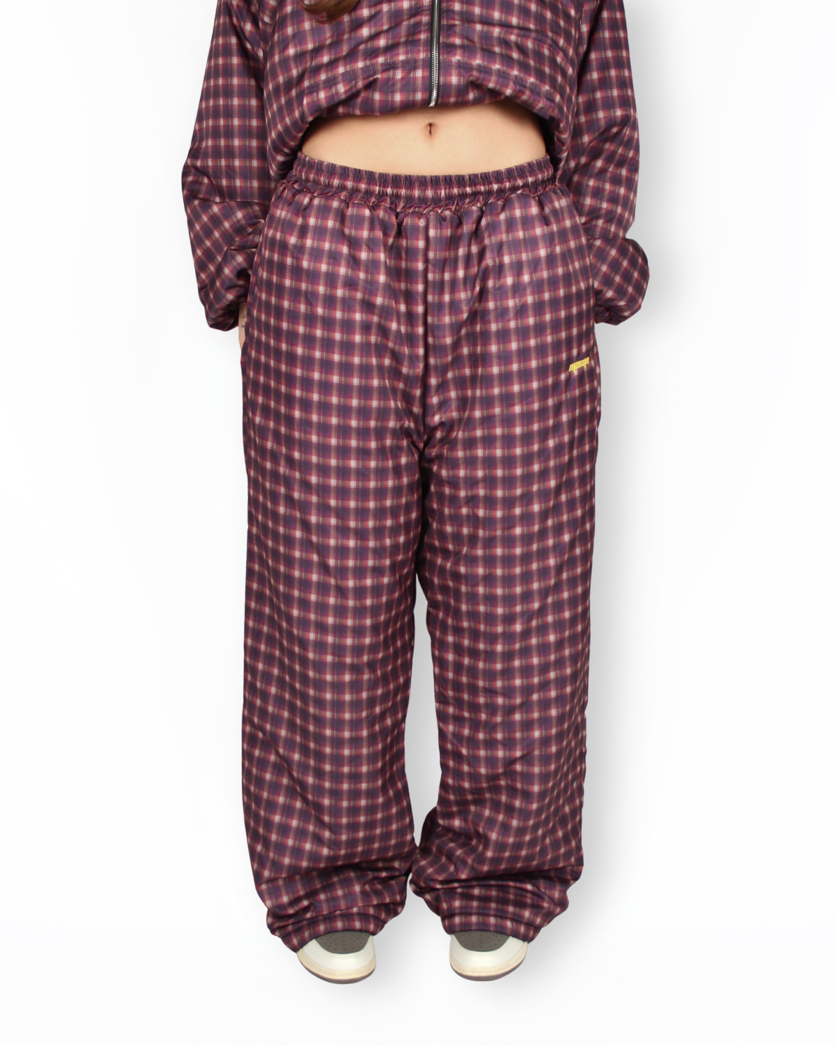 MTL Reversible Checked Pants Burgundy