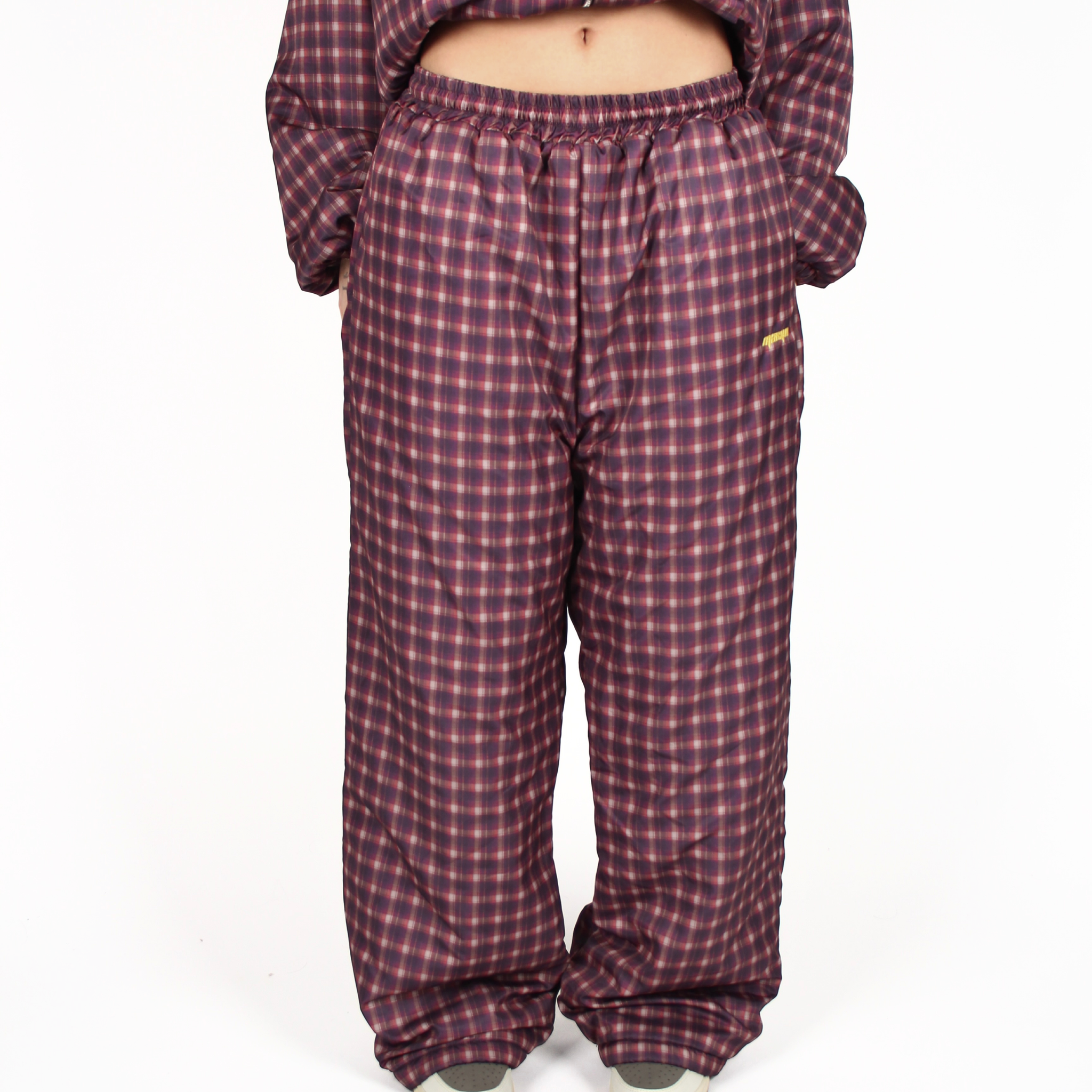 MTL Reversible Checked Pants Burgundy