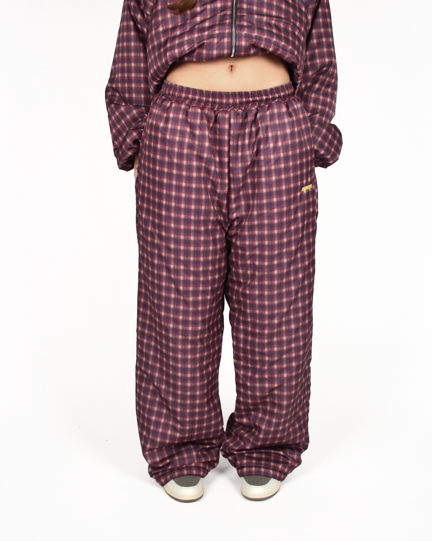 MTL Reversible Checked Pants Burgundy