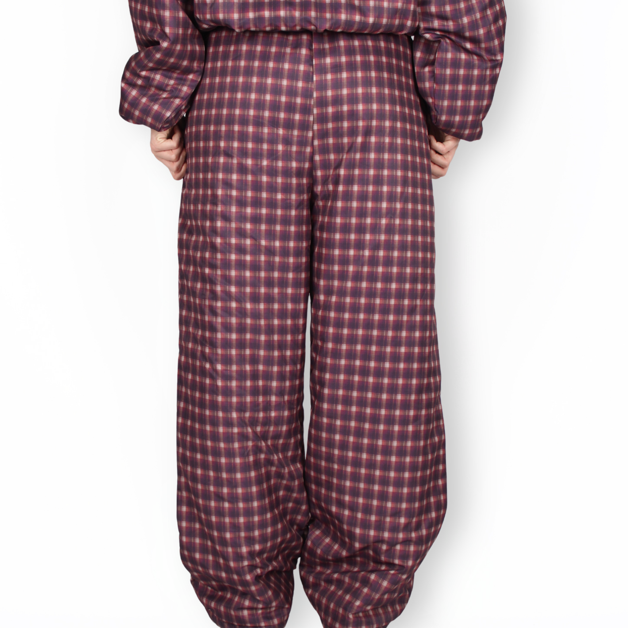 MTL Reversible Checked Pants Burgundy
