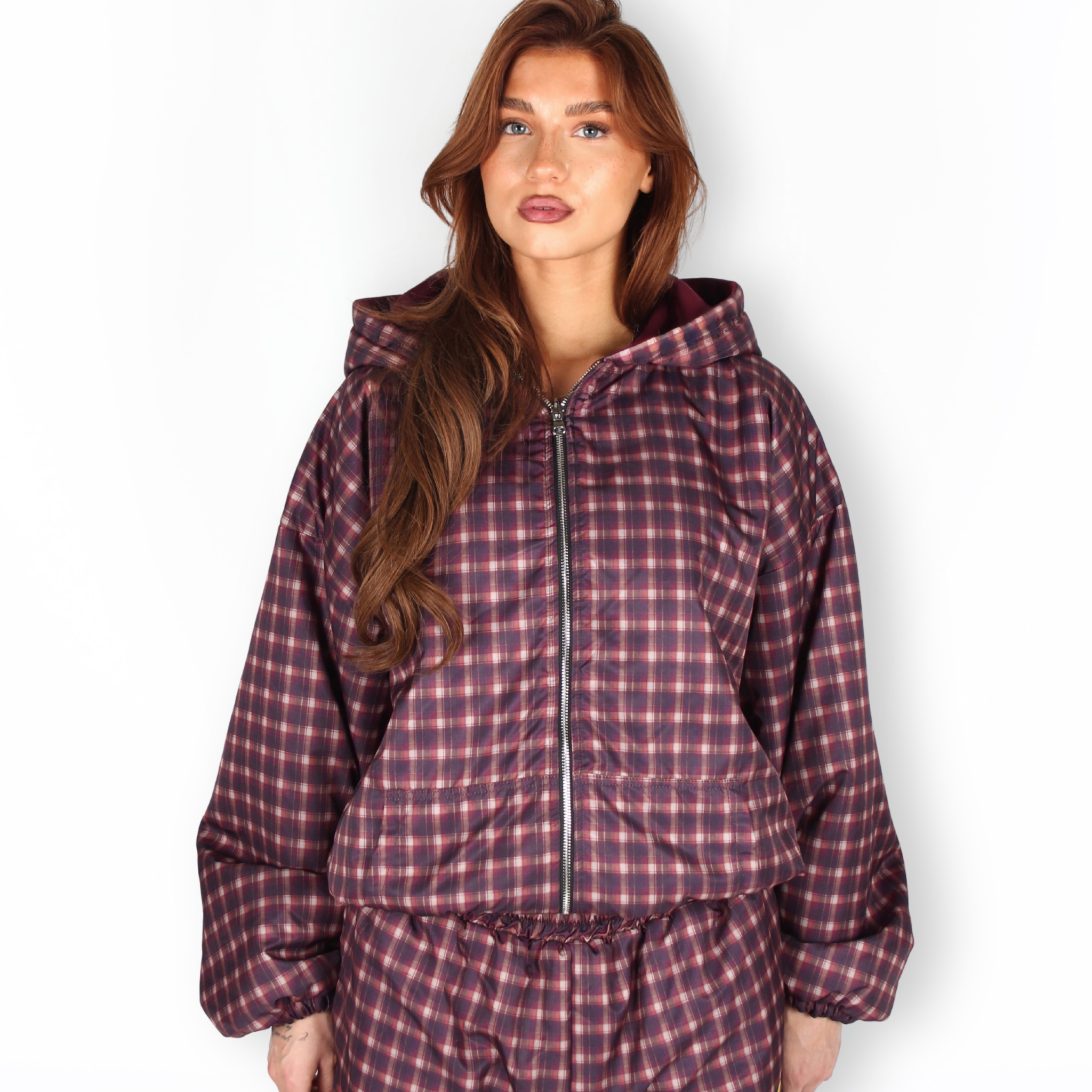 MTL Reversible Checked Jacket Burgundy