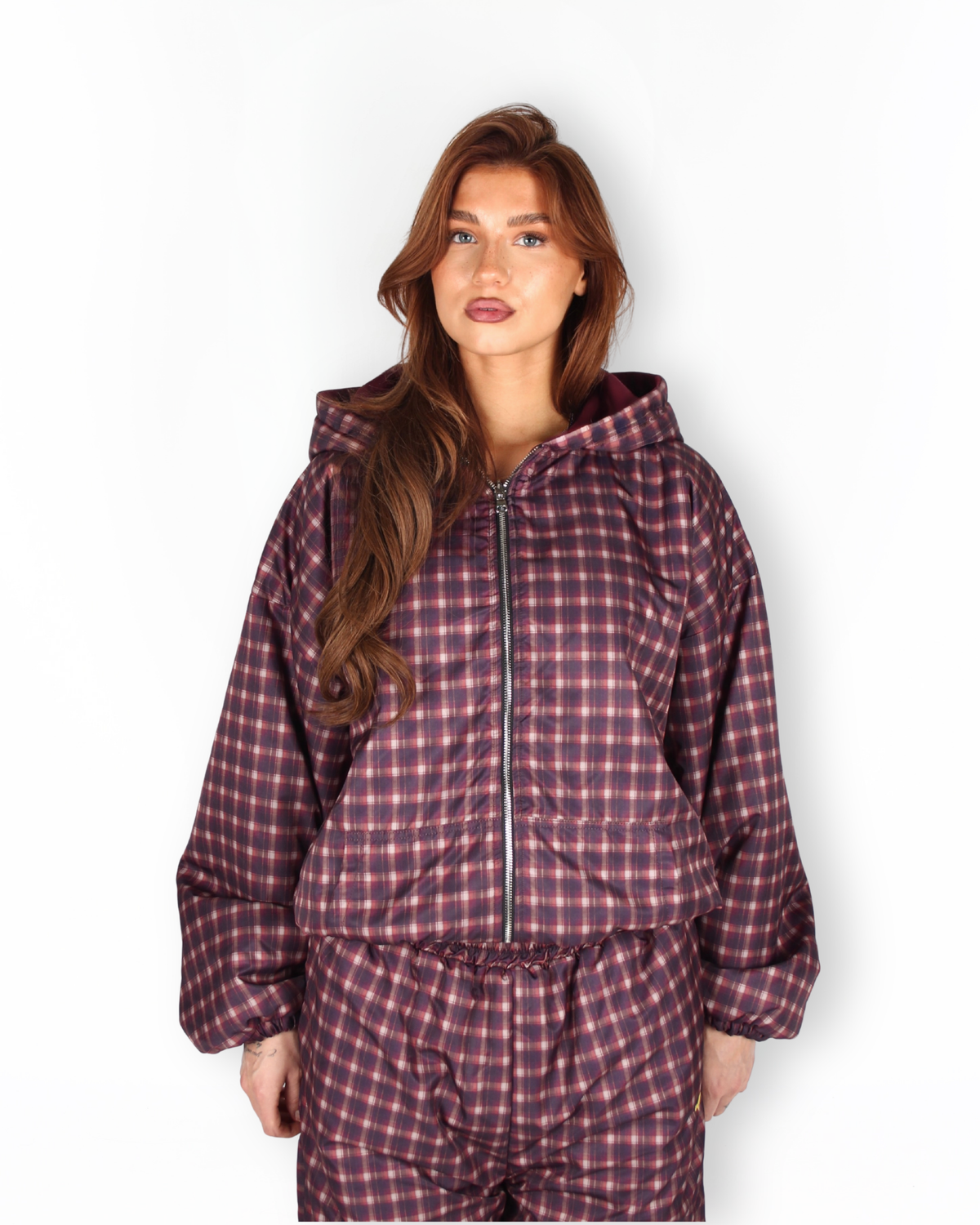 MTL Reversible Checked Jacket Burgundy