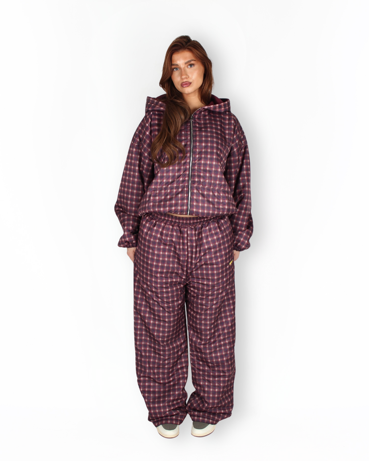 MTL Reversible Checked Pants Burgundy