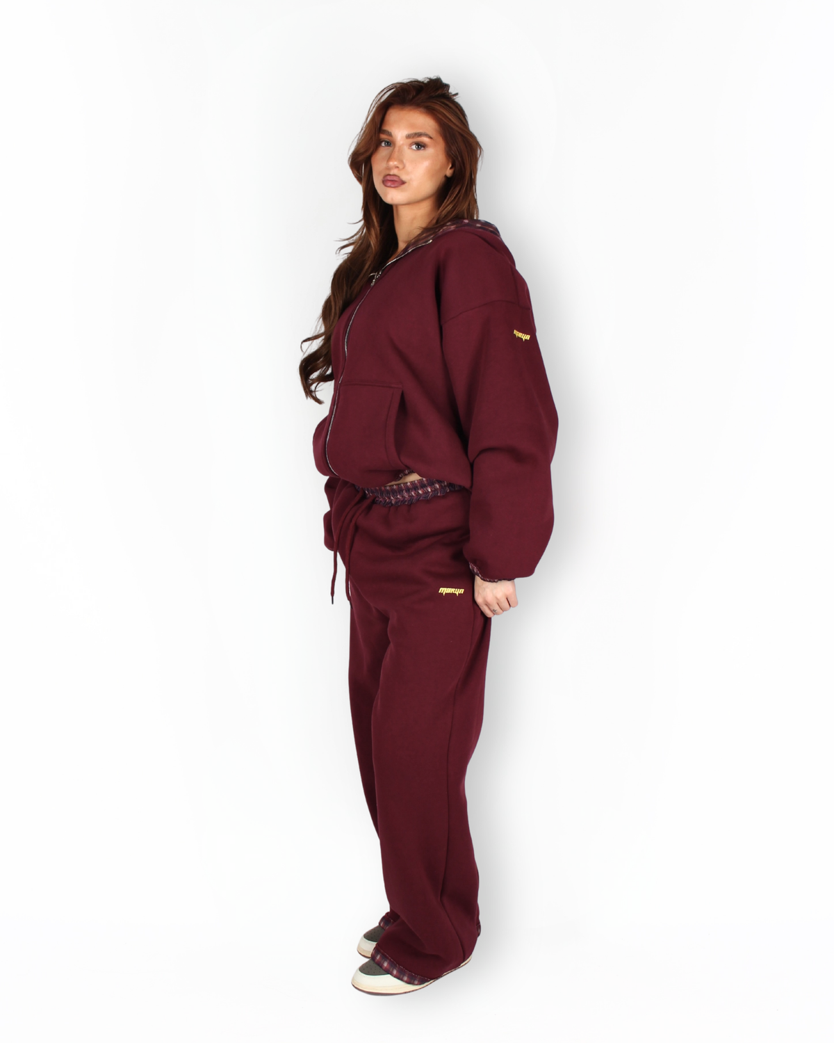 MTL Reversible Checked Pants Burgundy