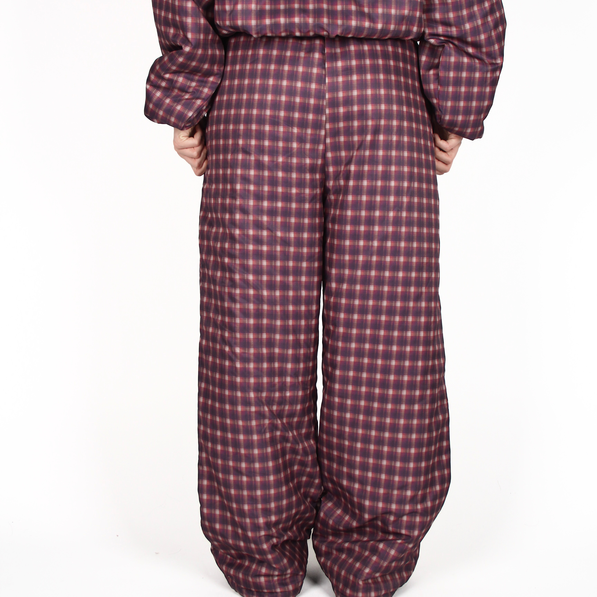 MTL Reversible Checked Pants Burgundy