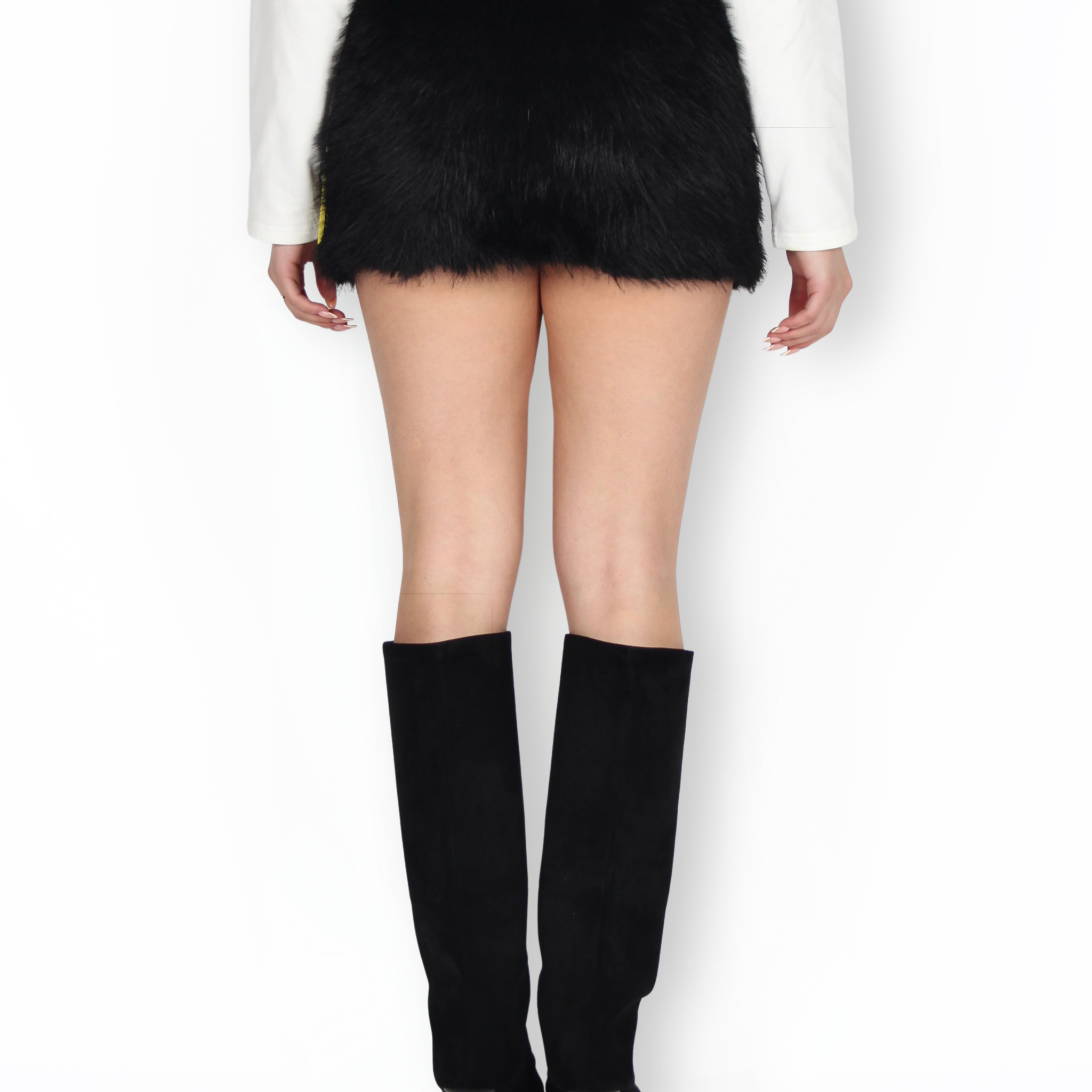 MTL Faux Fur Skirt Black