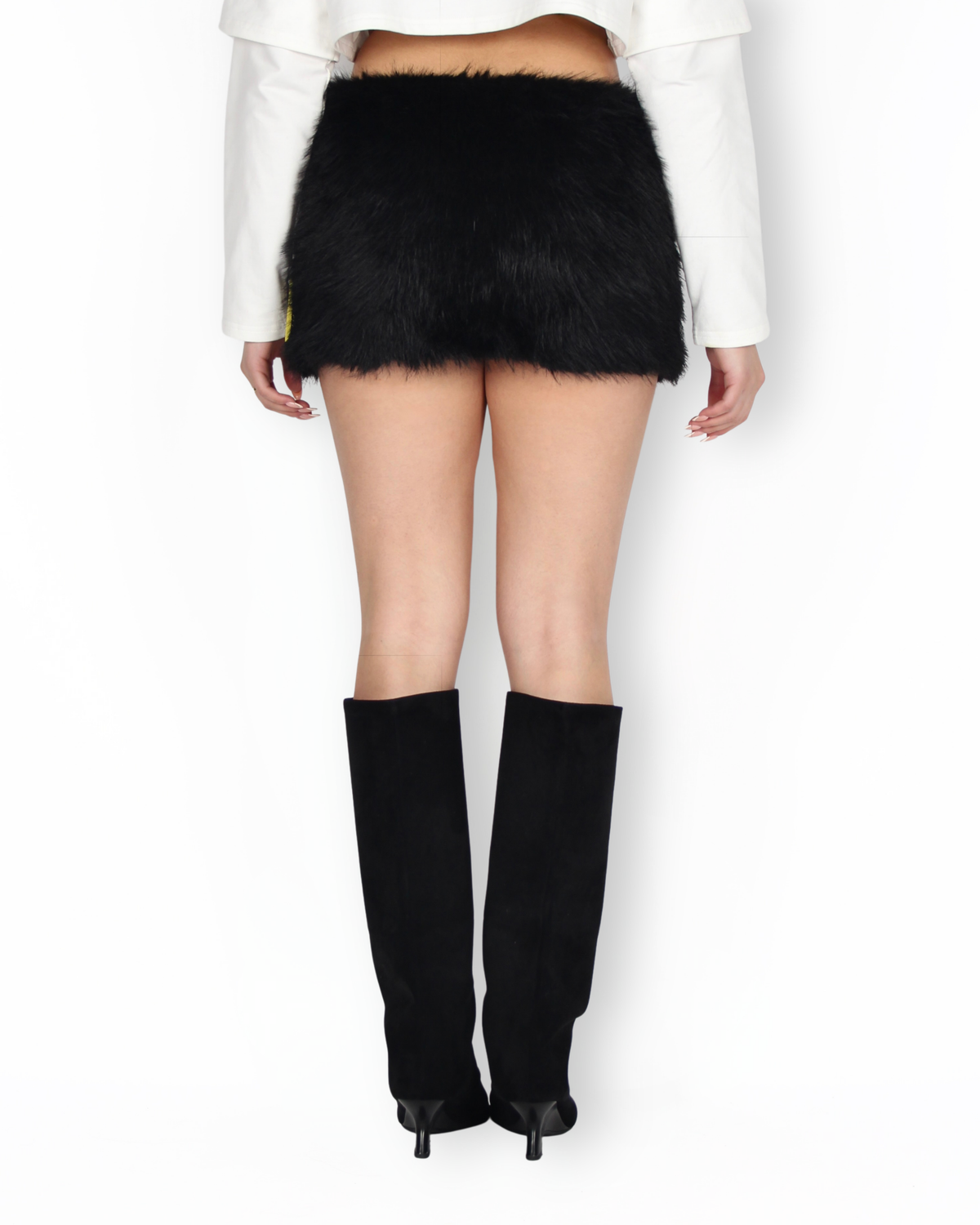 MTL Faux Fur Skirt Black