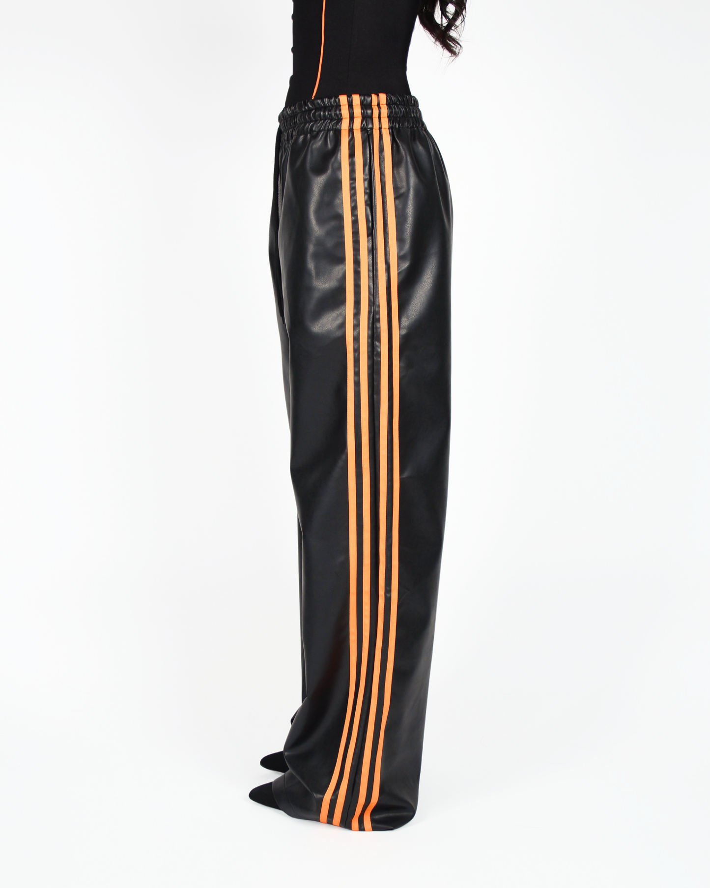 MTL Striped Leather Pants Black/Orange