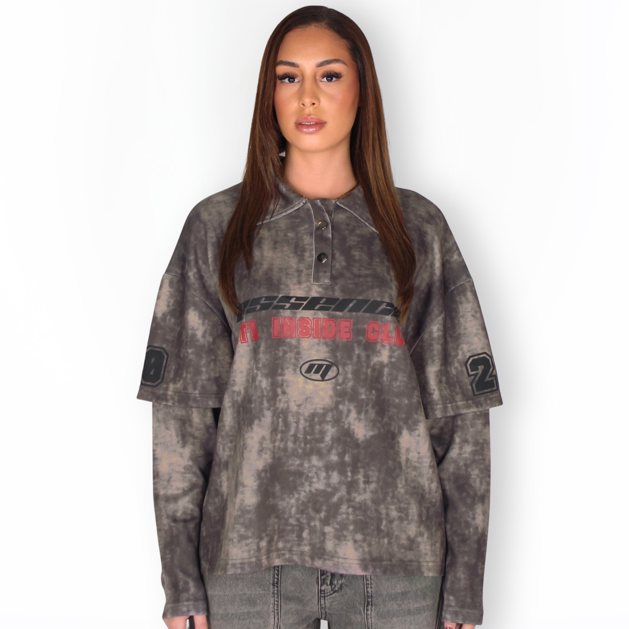 MTL Polo Double Layered Longsleeve Brown