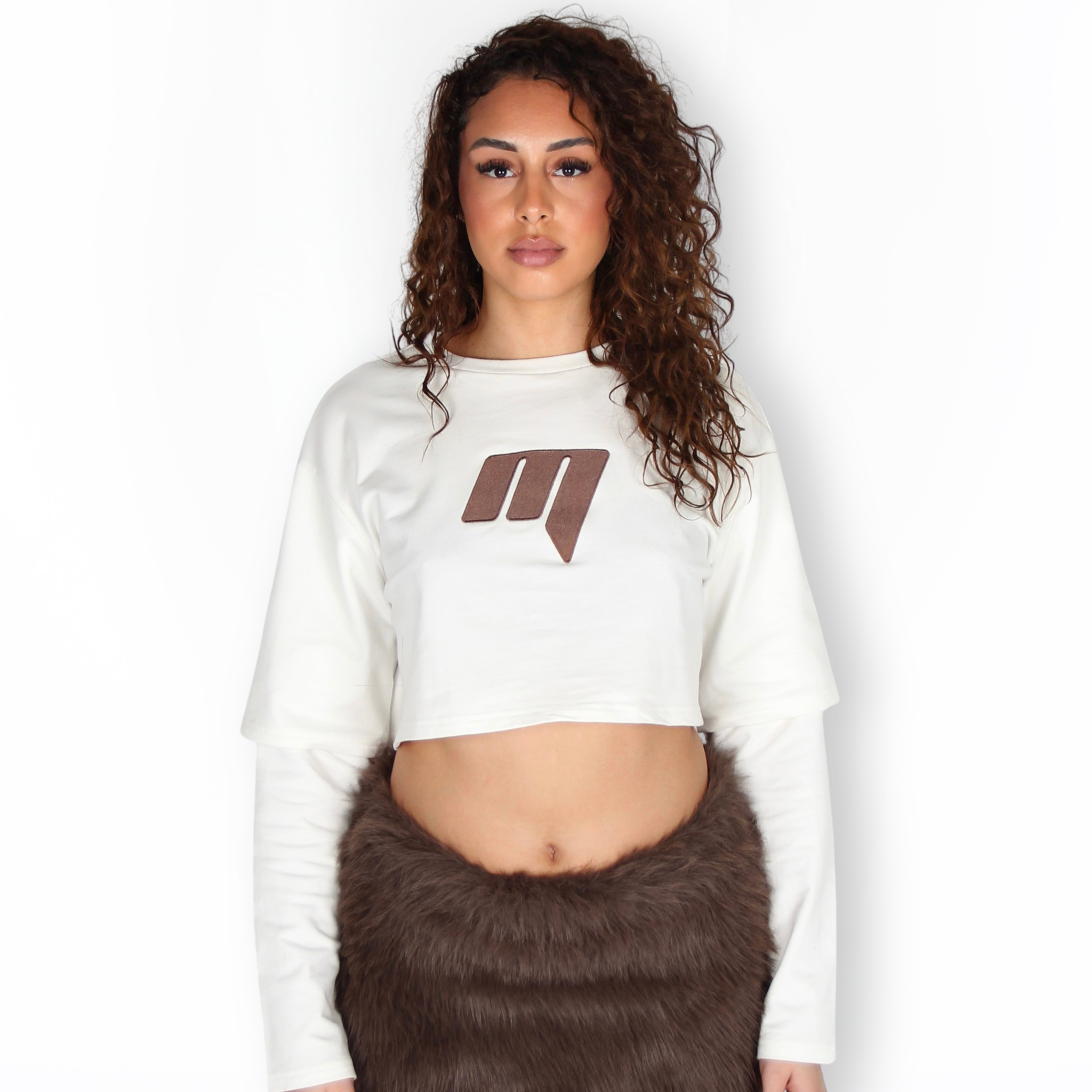 MTL Cropped Double Layered Longsleeve Brown