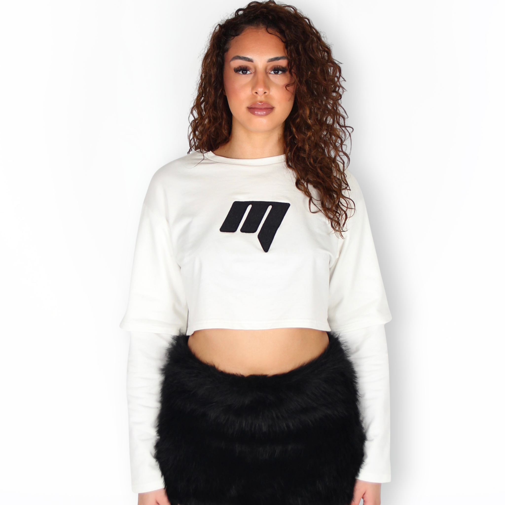 MTL Cropped Double Layered Longsleeve Black