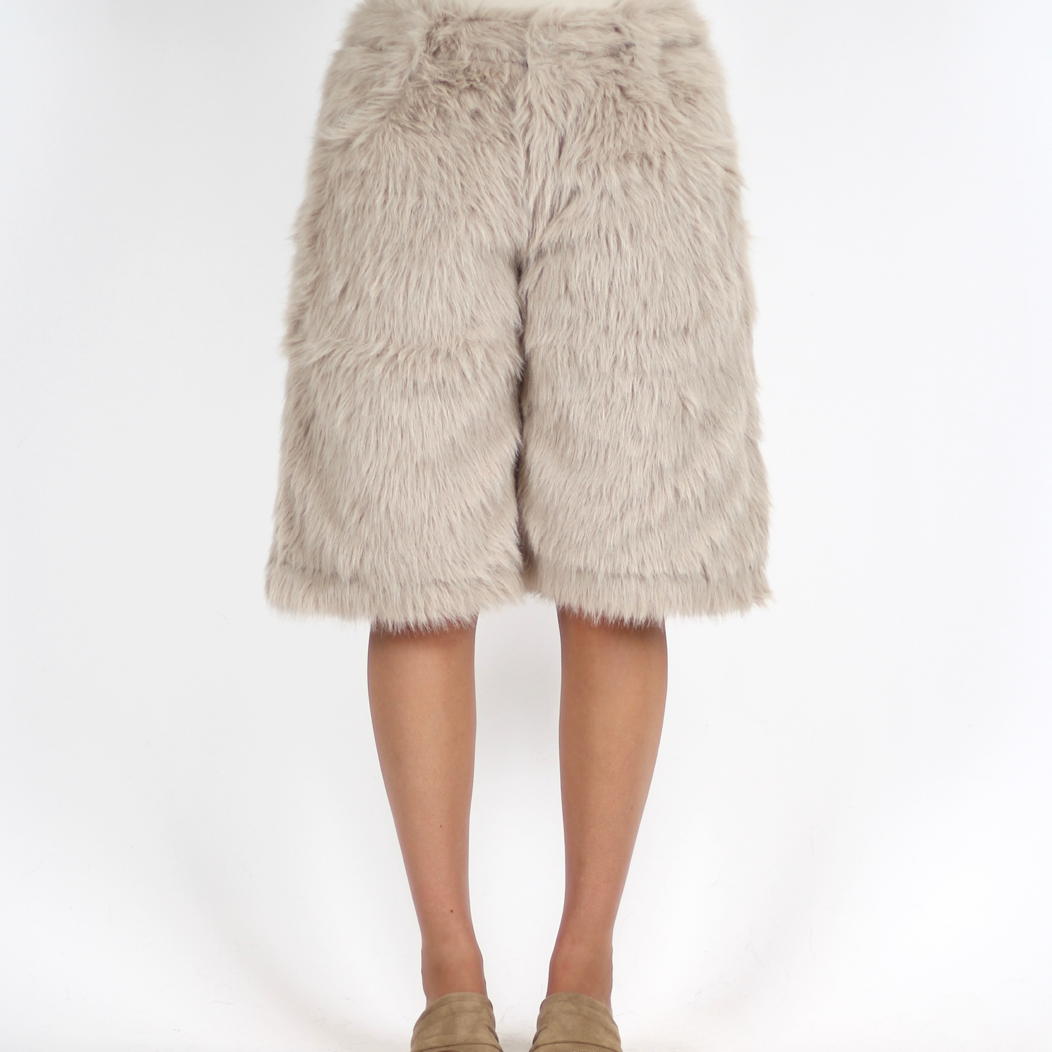 MTL Faux Fur Shorts Beige