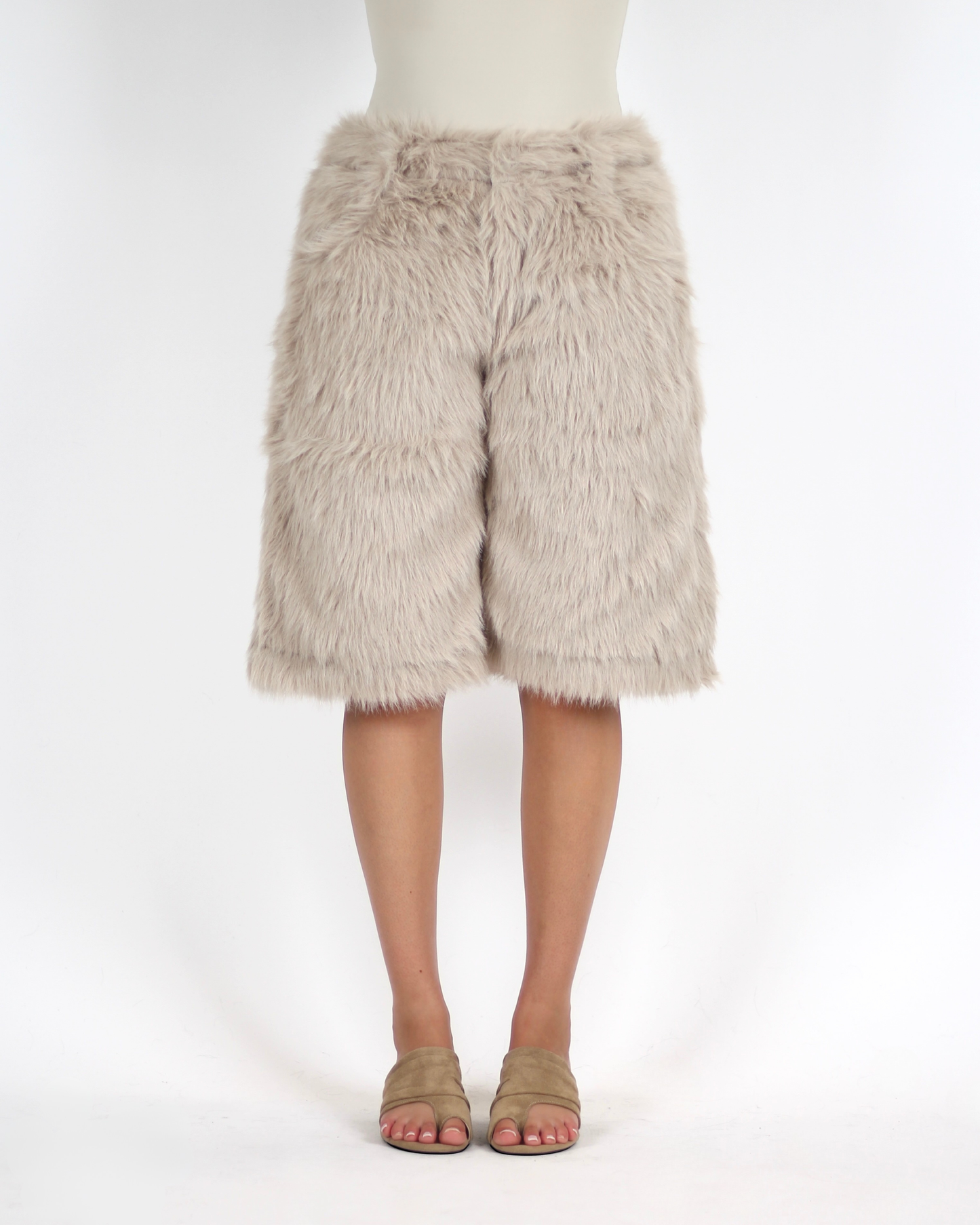 MTL Faux Fur Shorts Beige