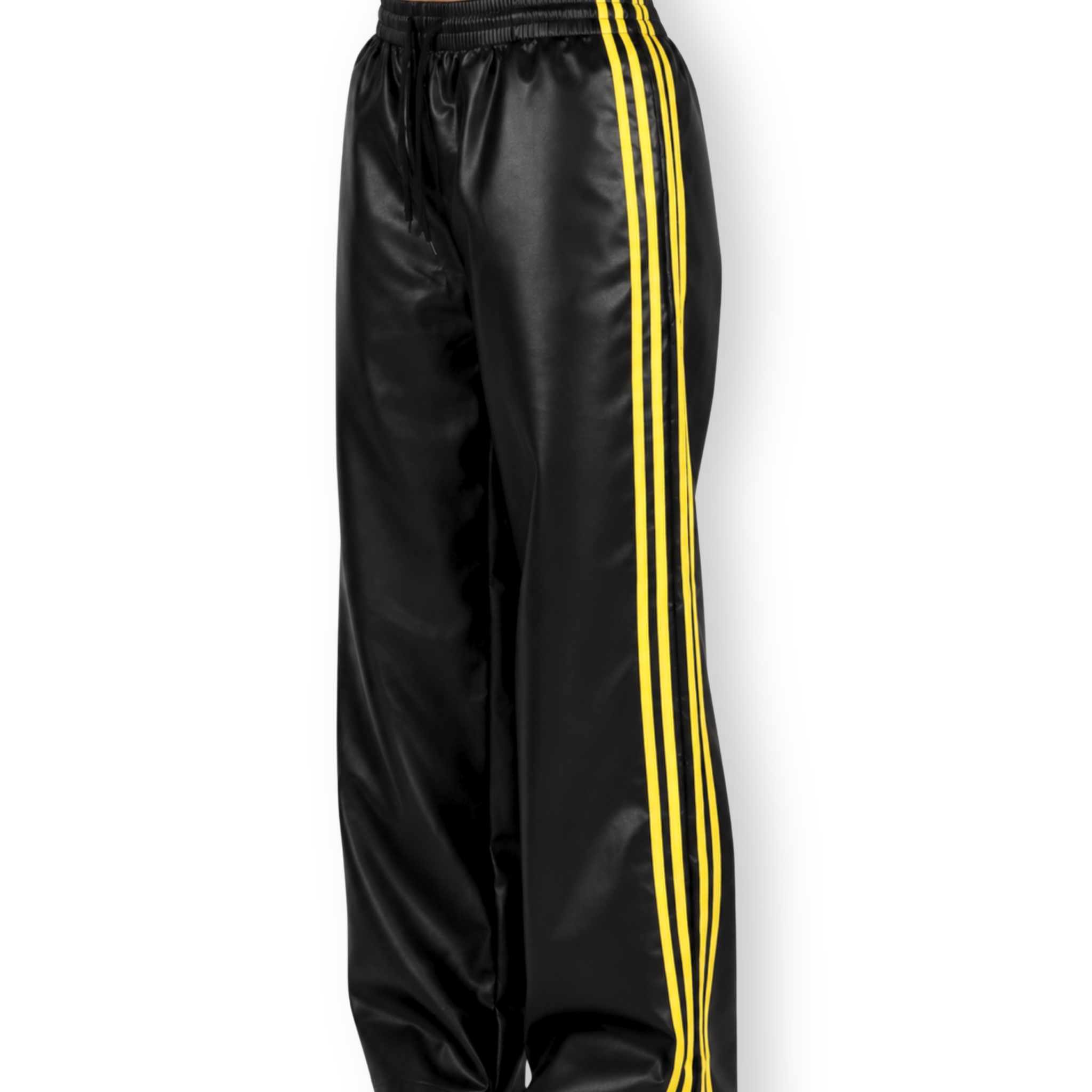 MTL Striped Leather Pants Black/Yellow