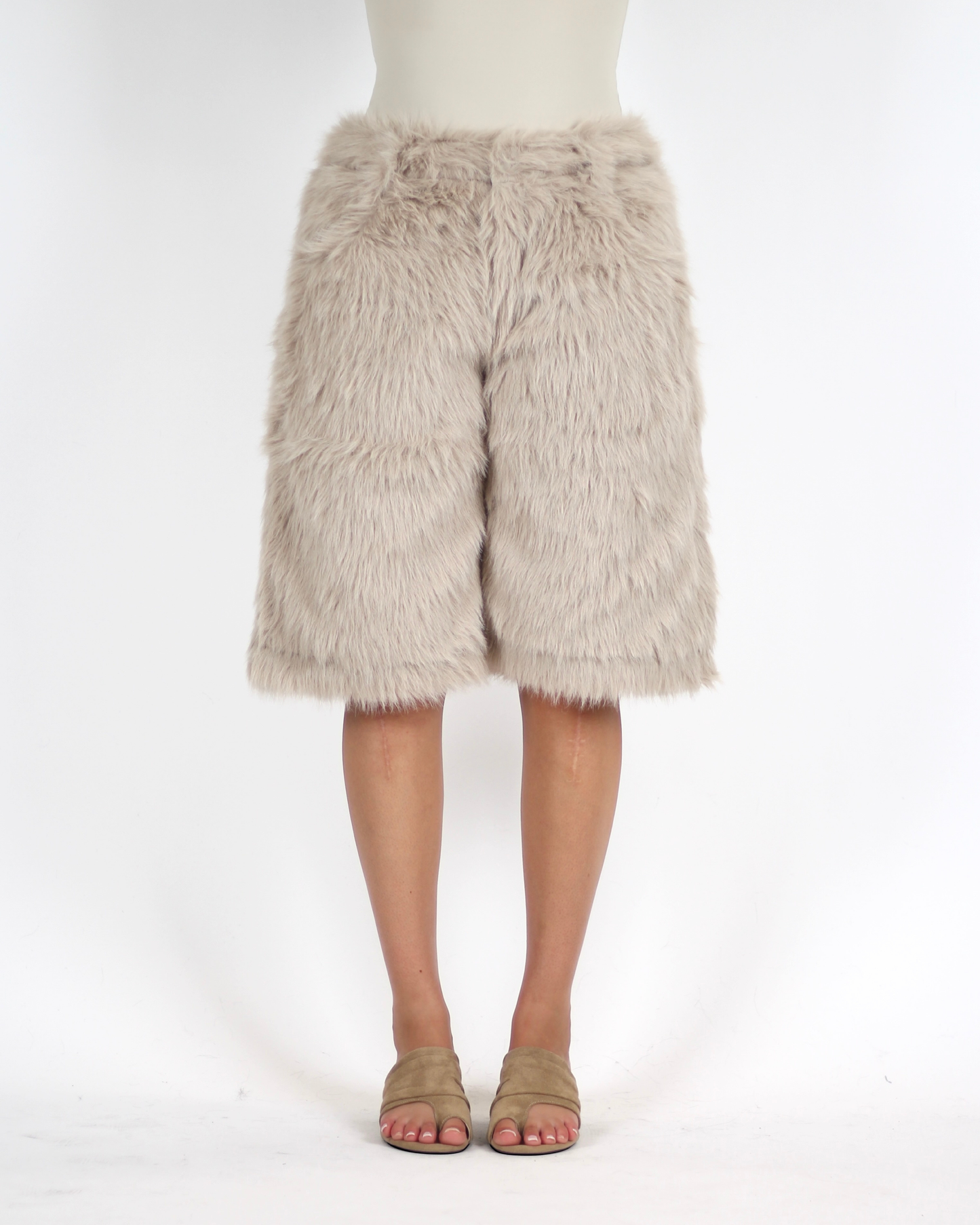 MTL Faux Fur Shorts Beige