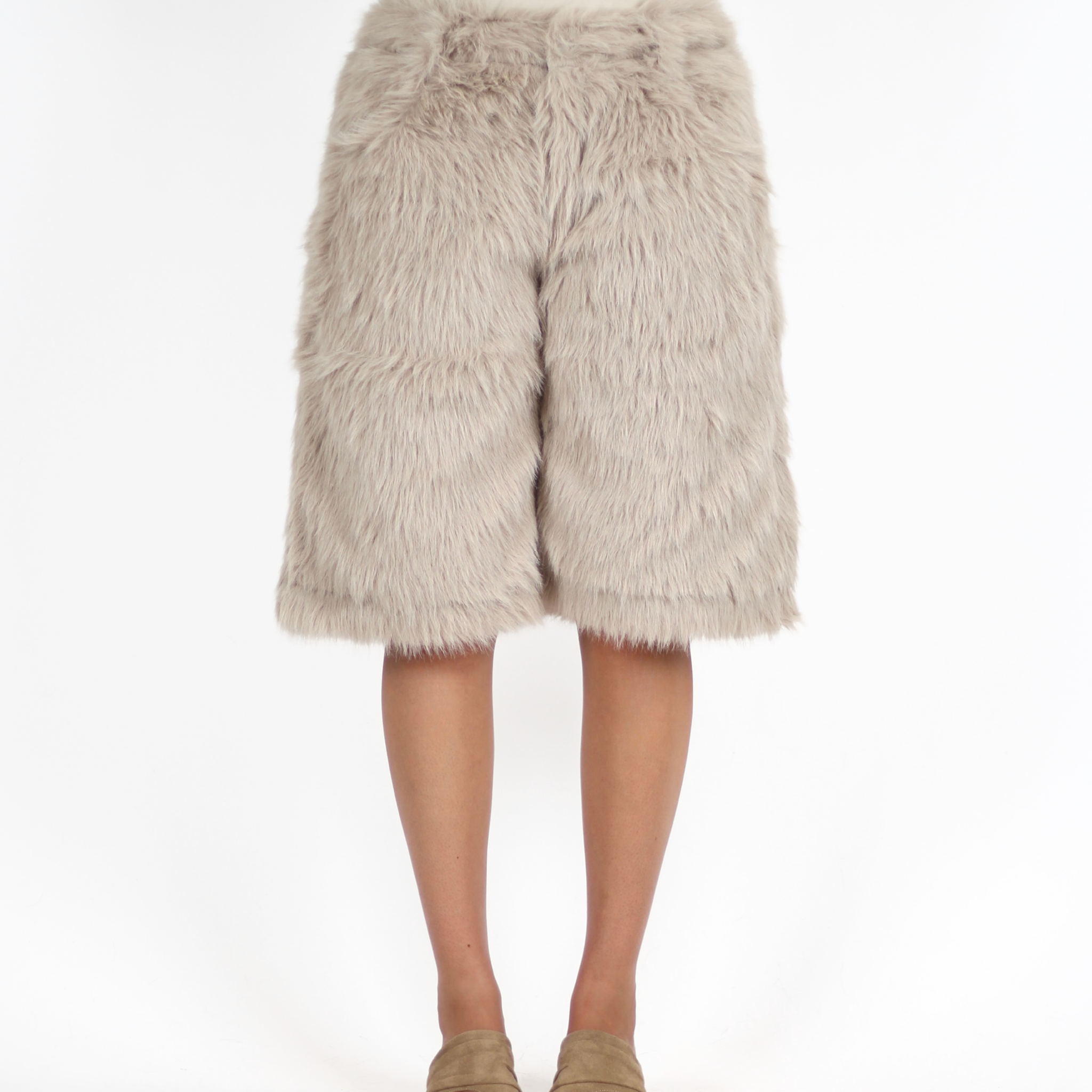 MTL Faux Fur Shorts Beige