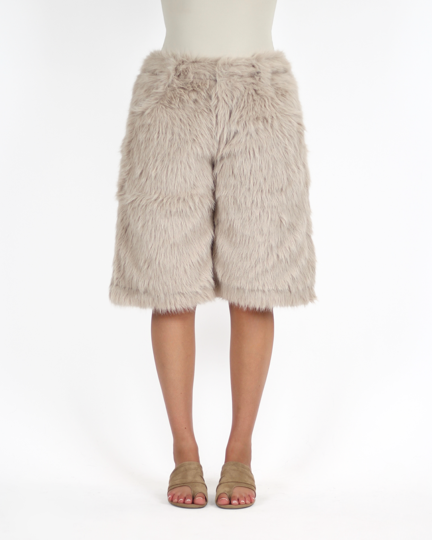 MTL Faux Fur Shorts Beige