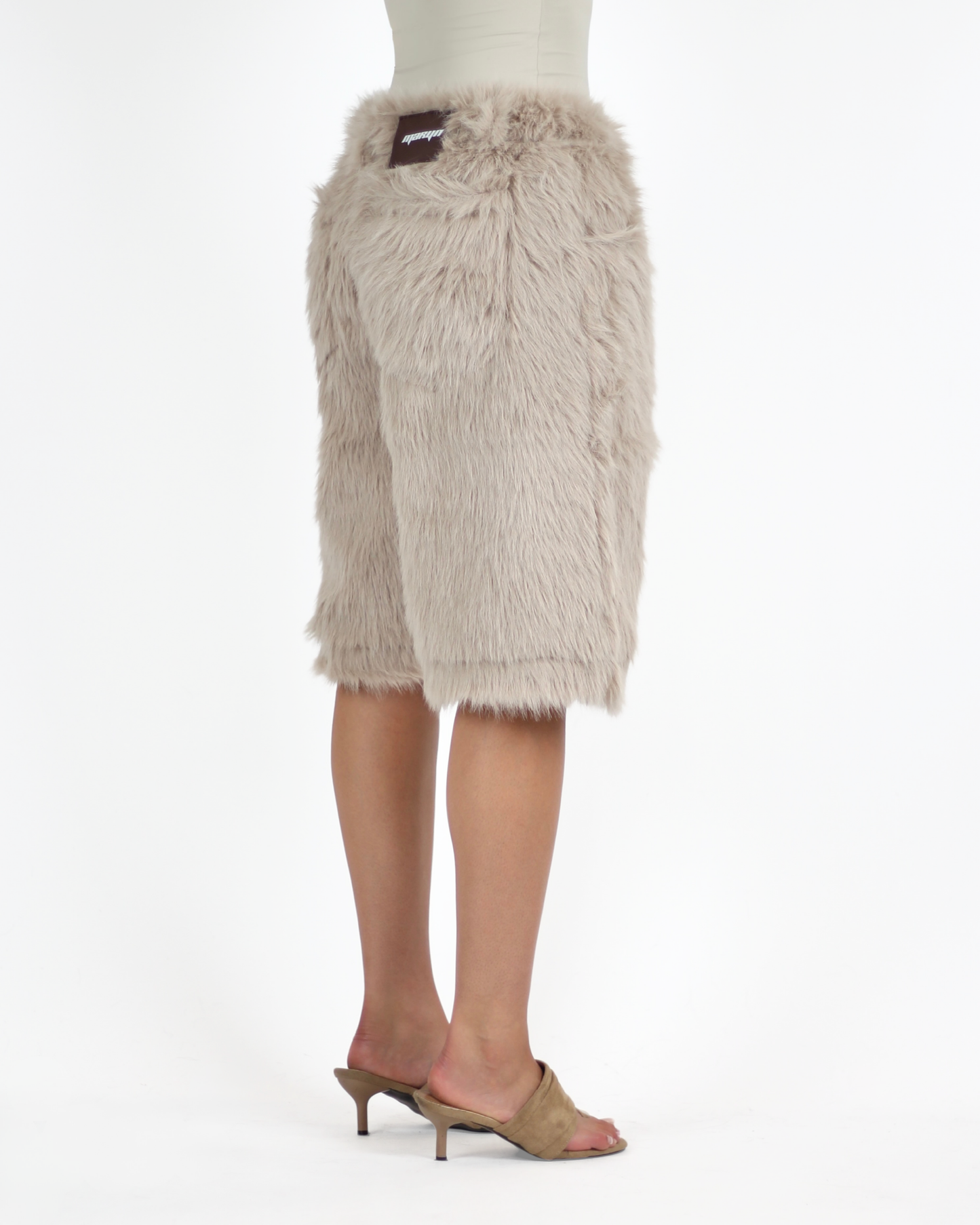 MTL Faux Fur Shorts Beige