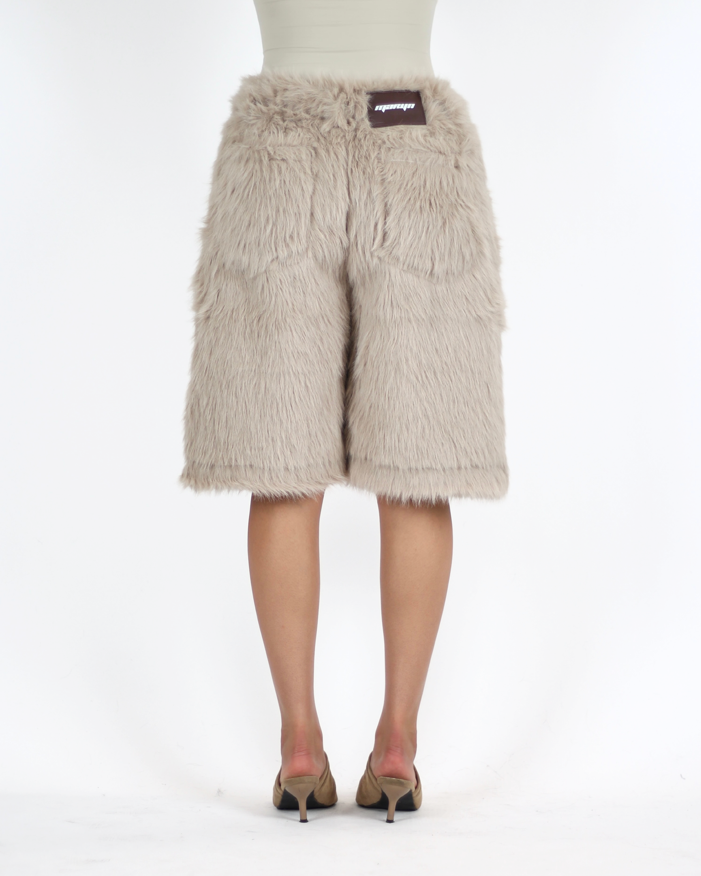 MTL Faux Fur Shorts Beige