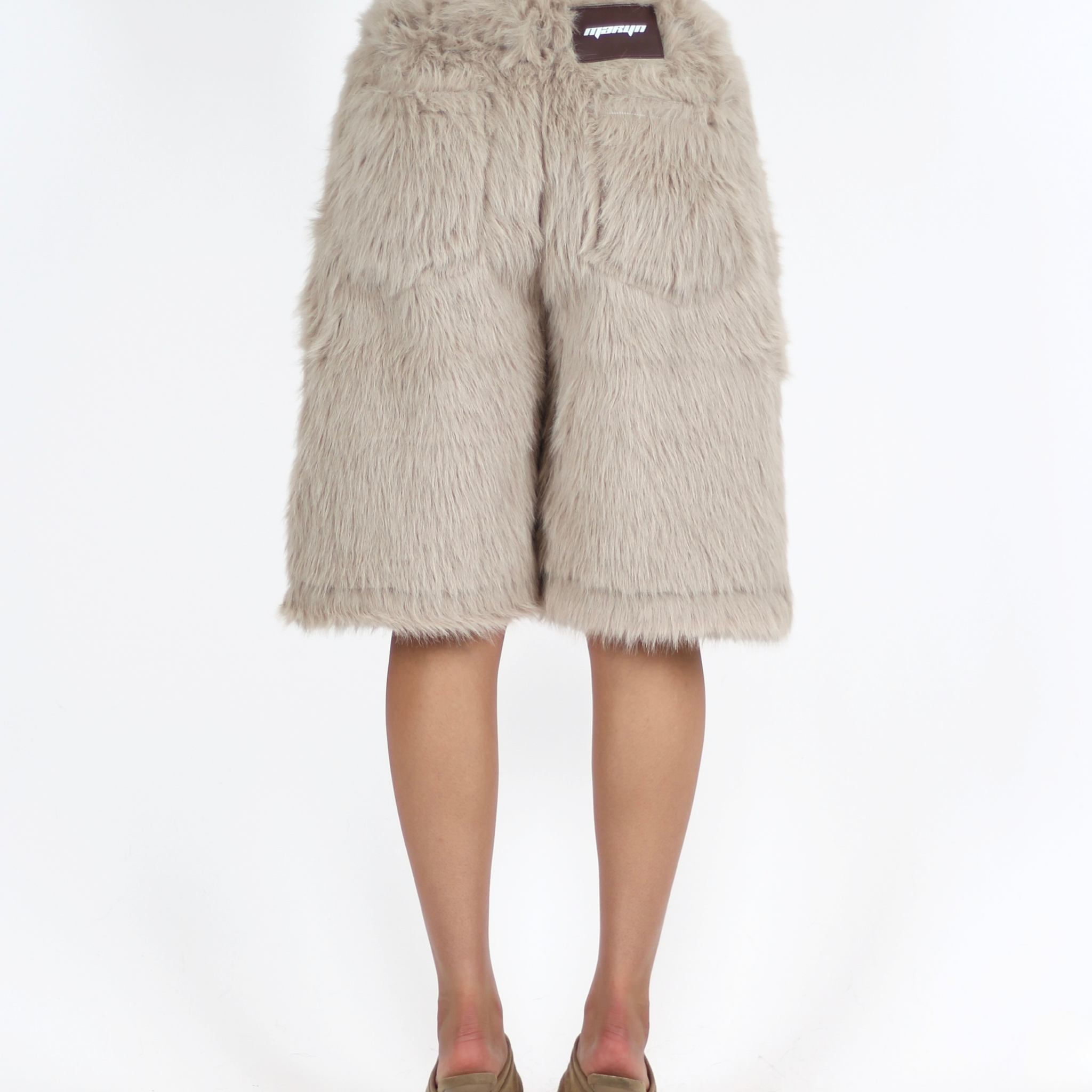 MTL Faux Fur Shorts Beige