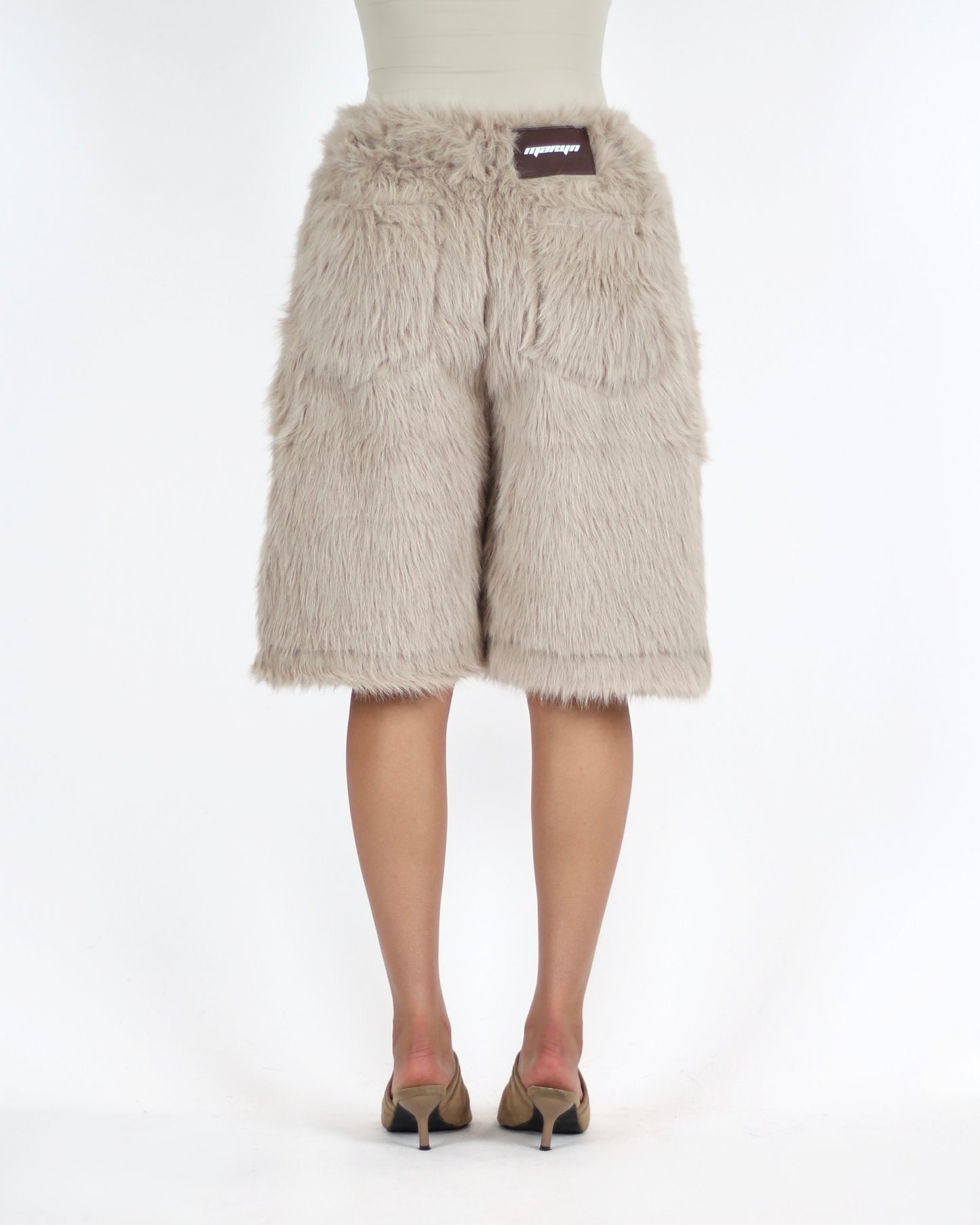 MTL Faux Fur Shorts Beige