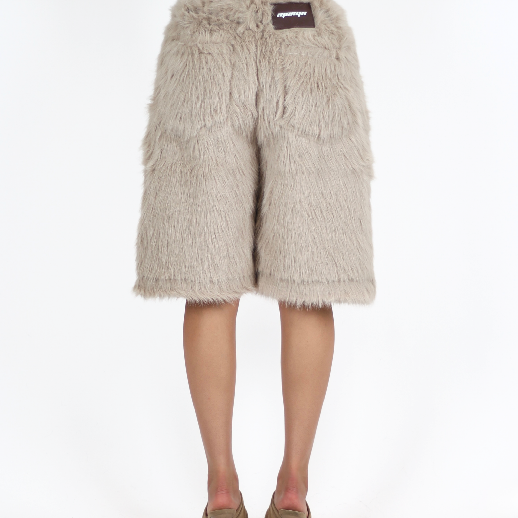 MTL Faux Fur Shorts Beige