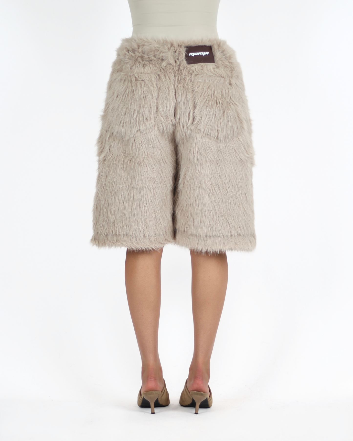 MTL Faux Fur Shorts Beige