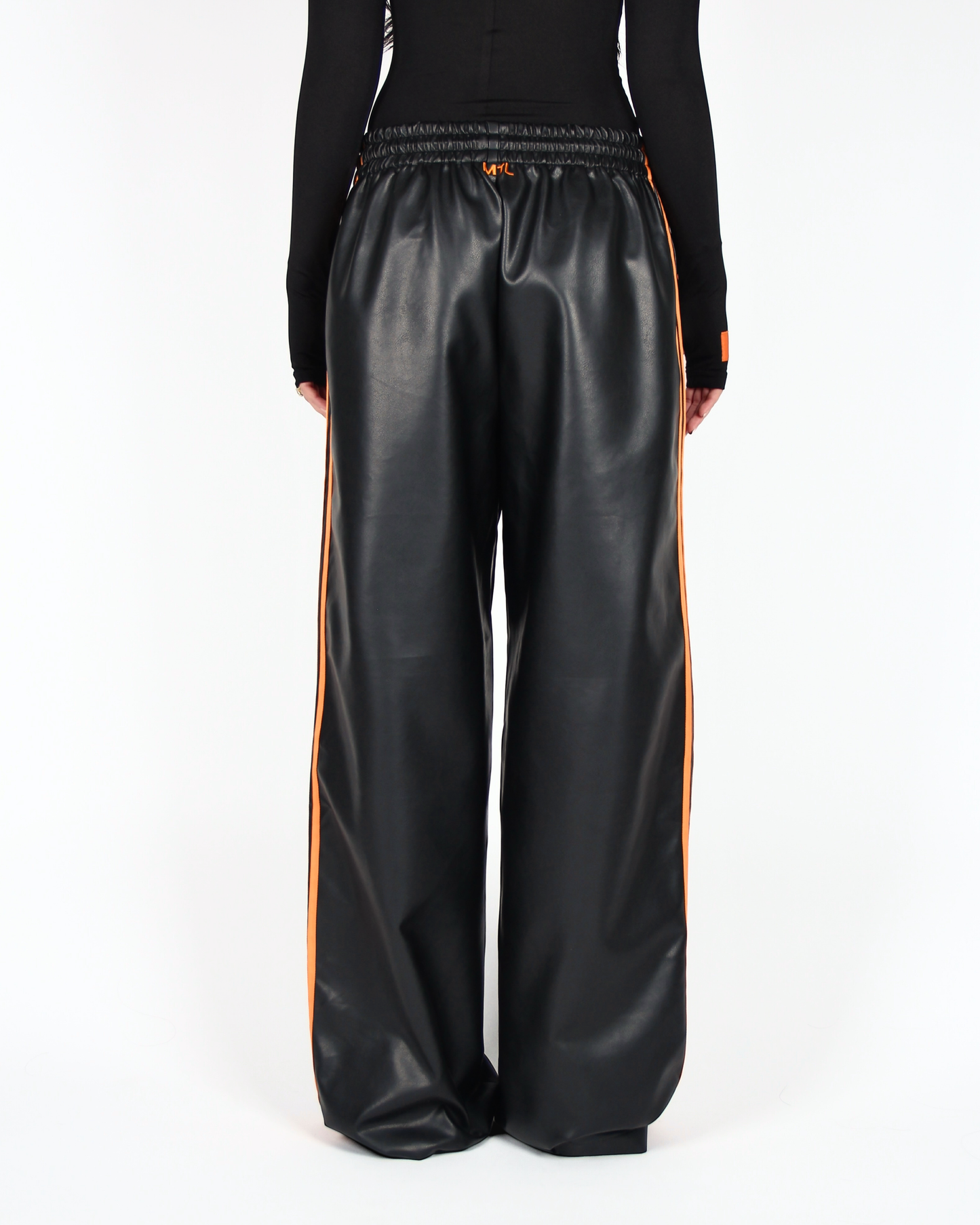 MTL Striped Leather Pants Black/Orange