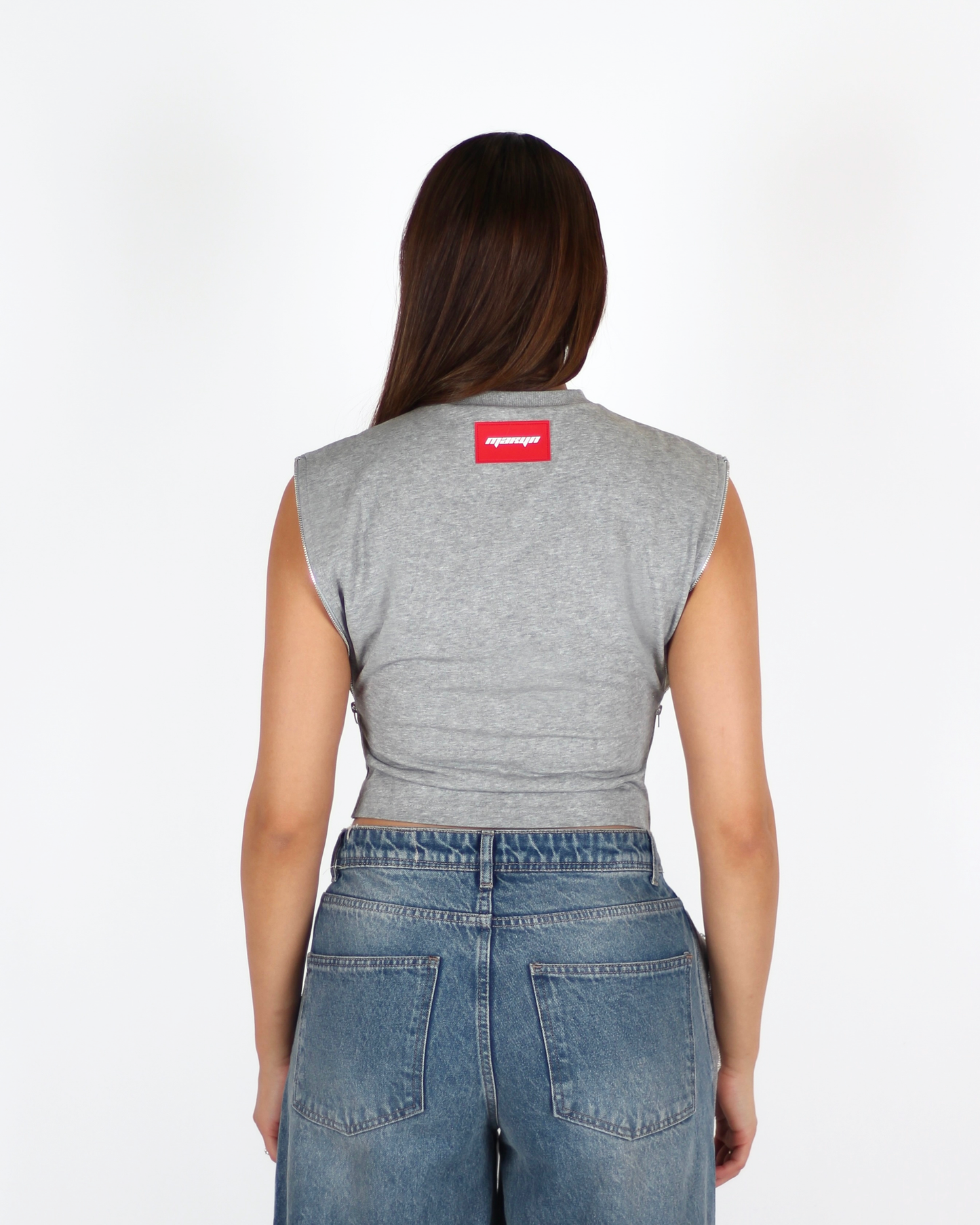 PRE-ORDER MTL Sleeveless Zipper Top Grey