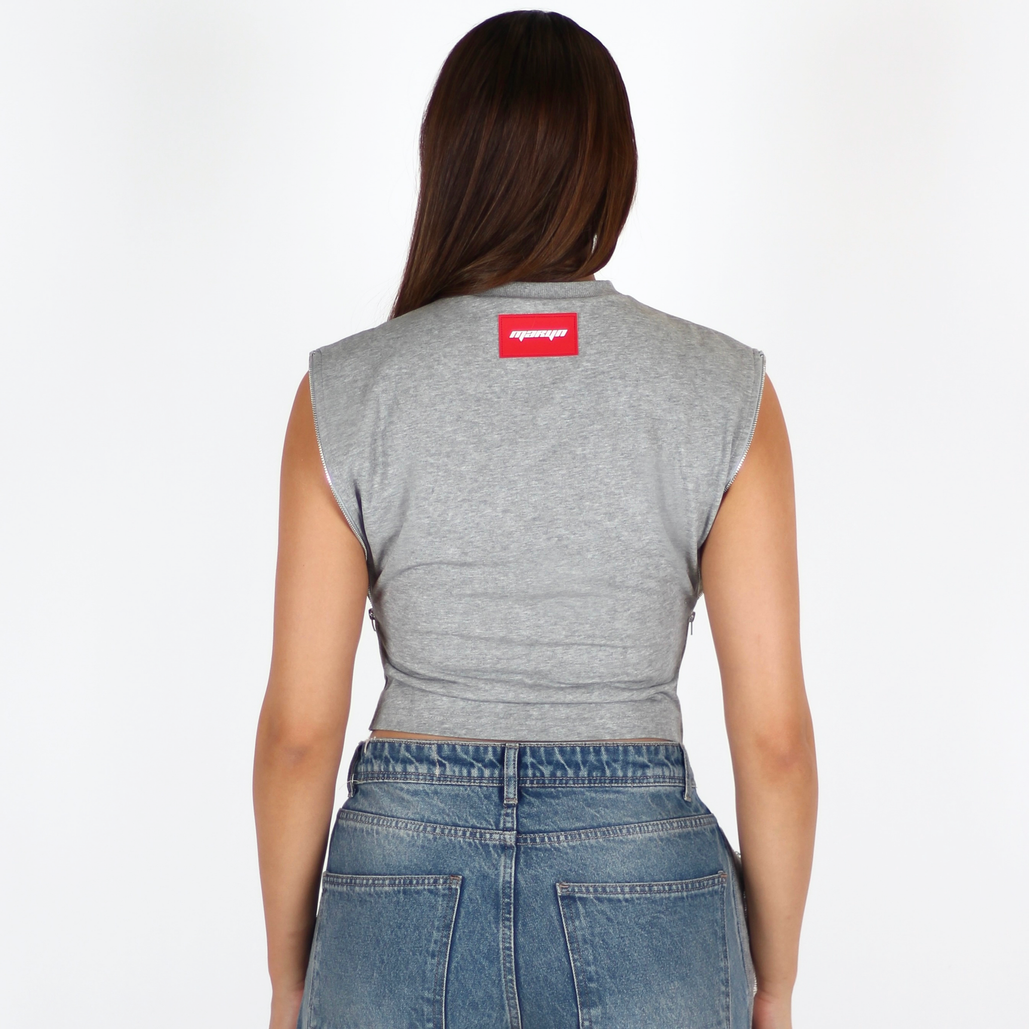 MTL Sleeveless Zipper Top Grey