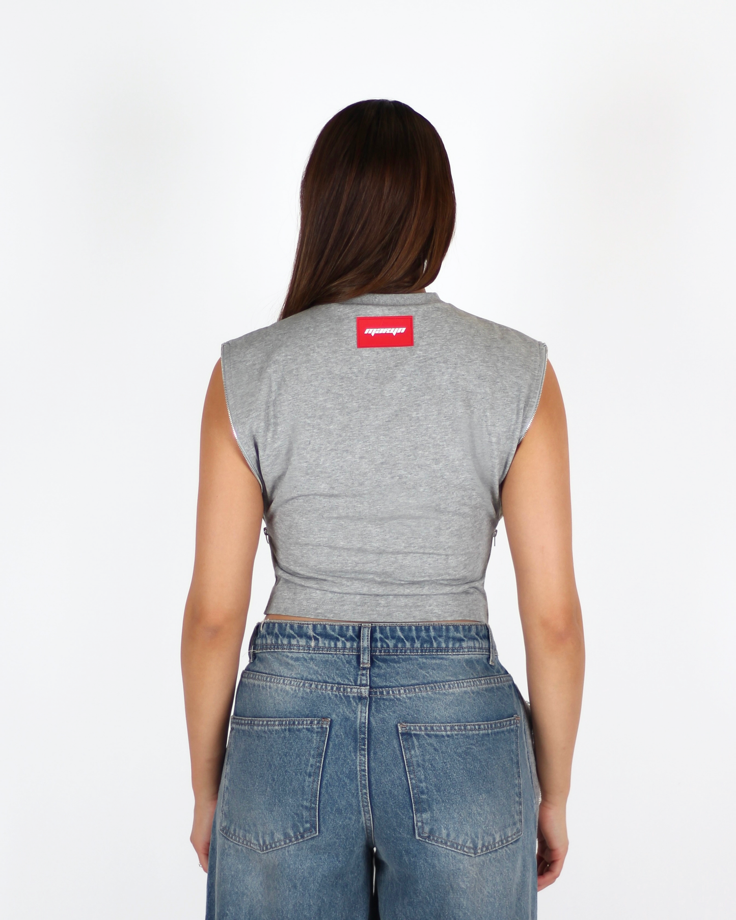 MTL Sleeveless Zipper Top Grey