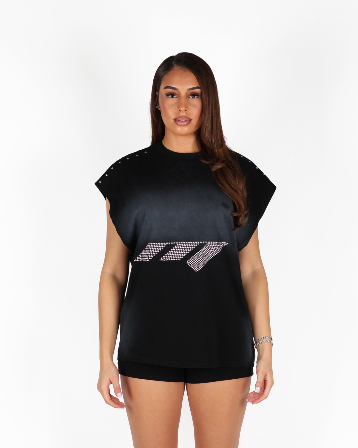 MTL Studded Sleeveless Zipper Shirt Black