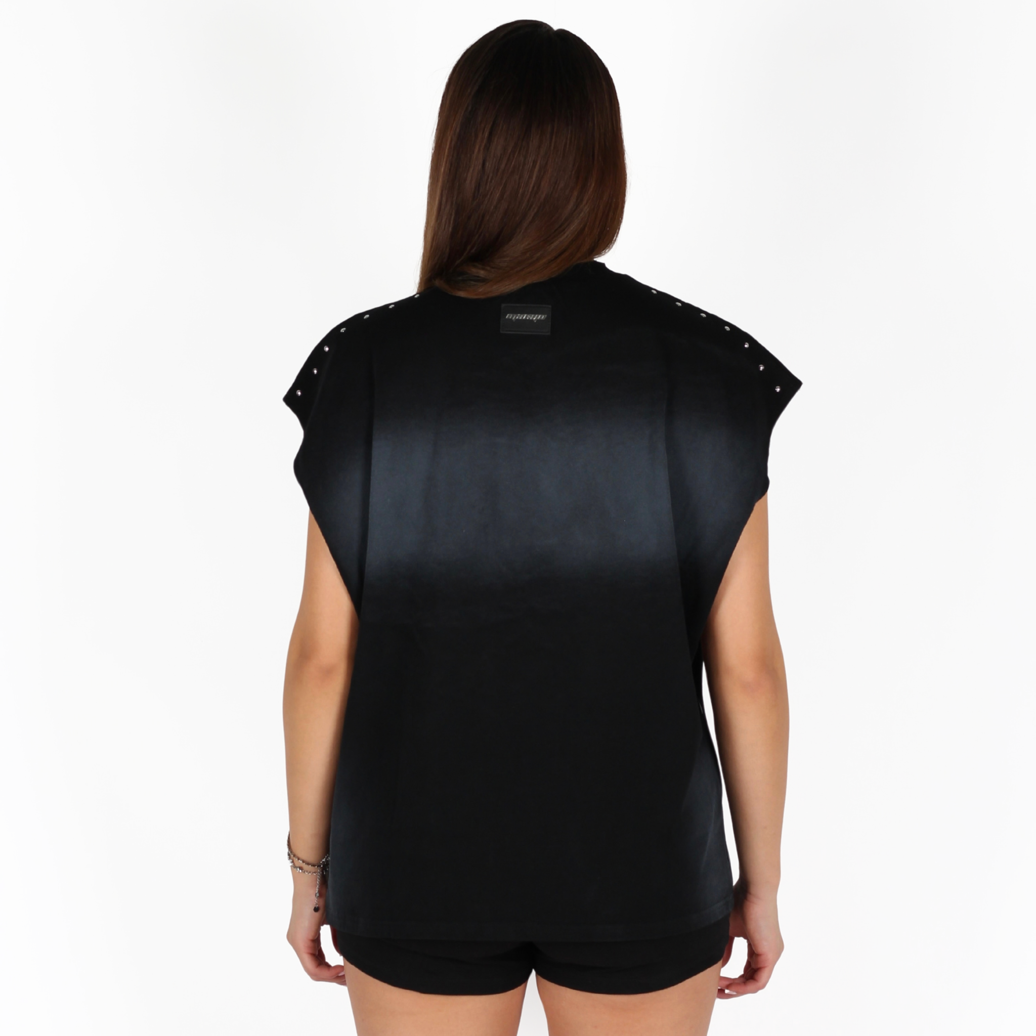 MTL Studded Sleeveless Zipper Shirt Black