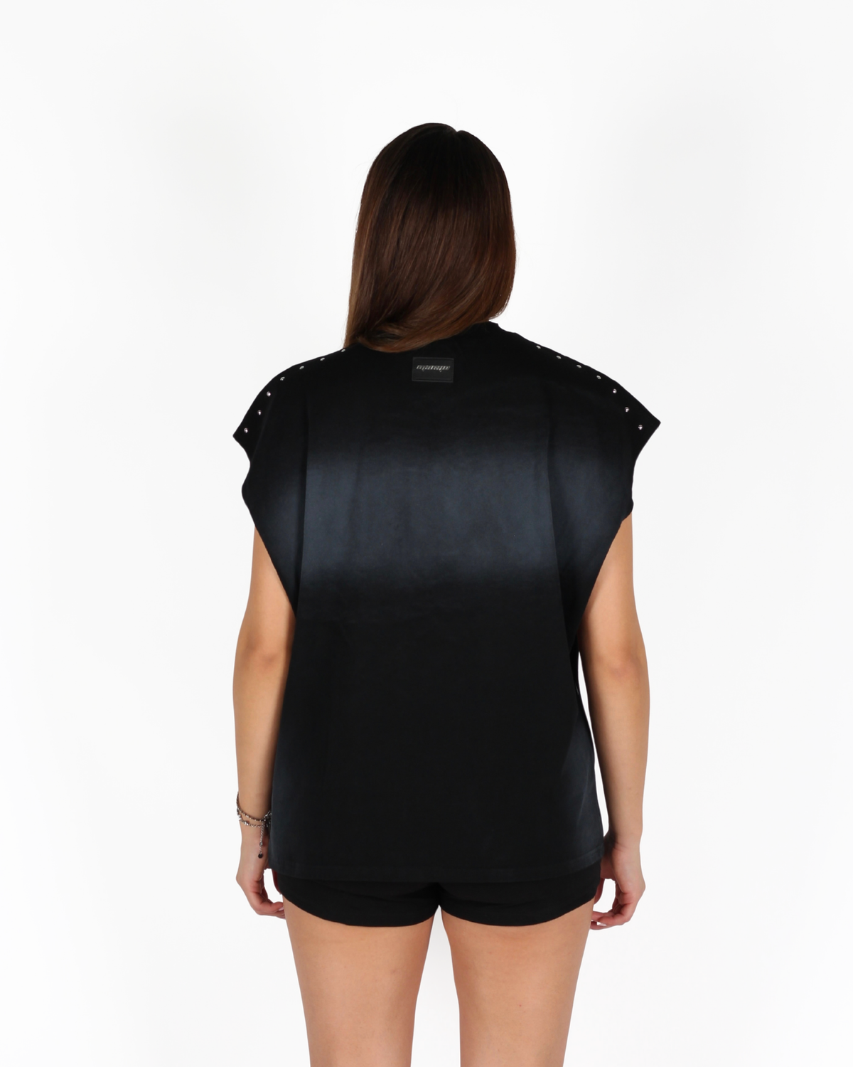 MTL Studded Sleeveless Zipper Shirt Black