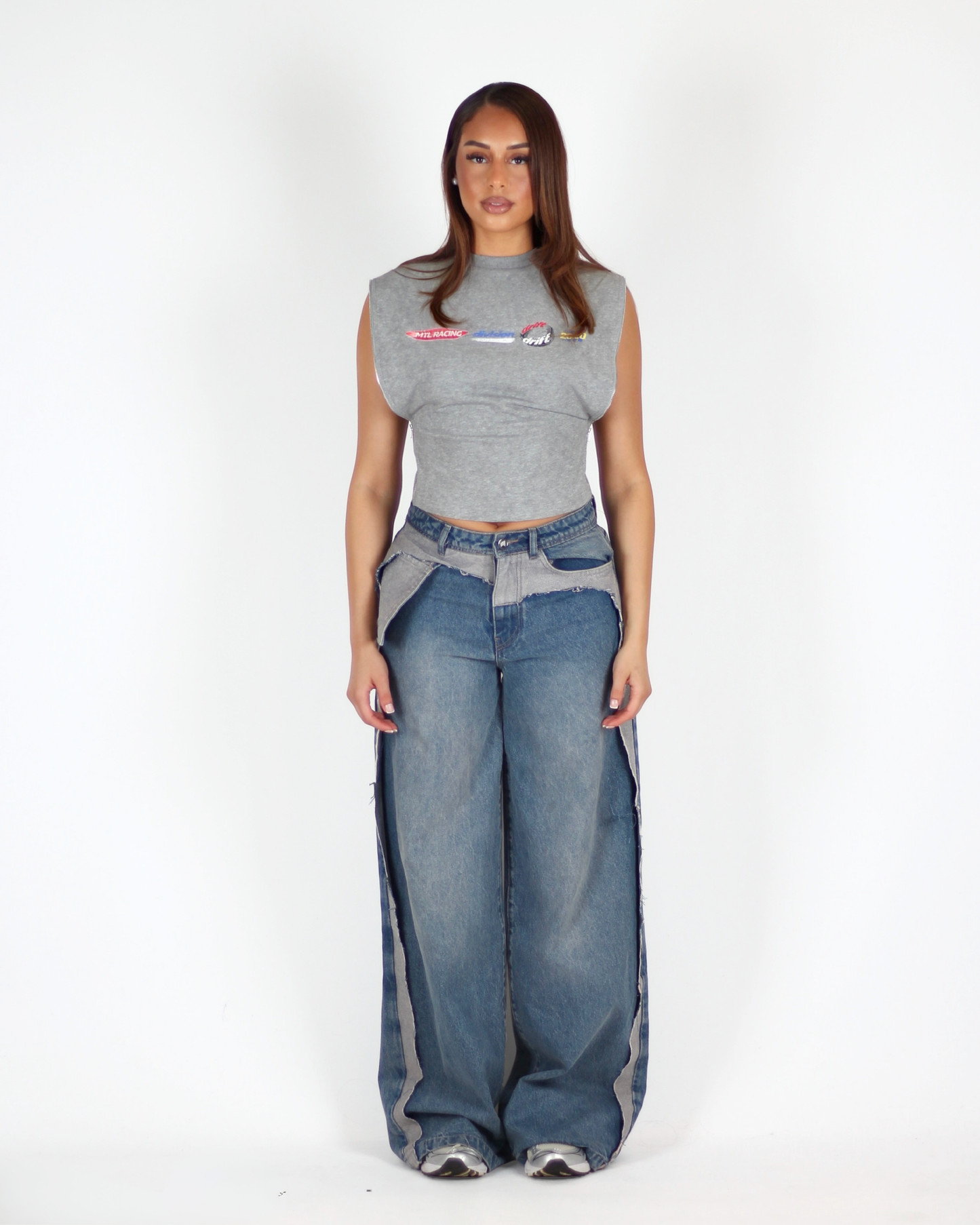 PRE-ORDER MTL Sleeveless Zipper Top Grey