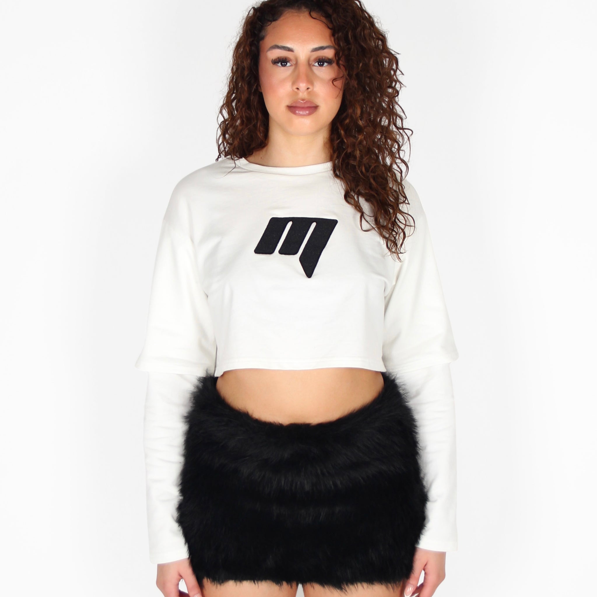 MTL Cropped Double Layered Longsleeve Black
