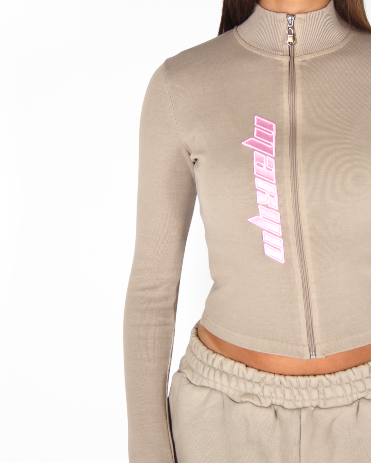 MTL Zip-Up Top Beige