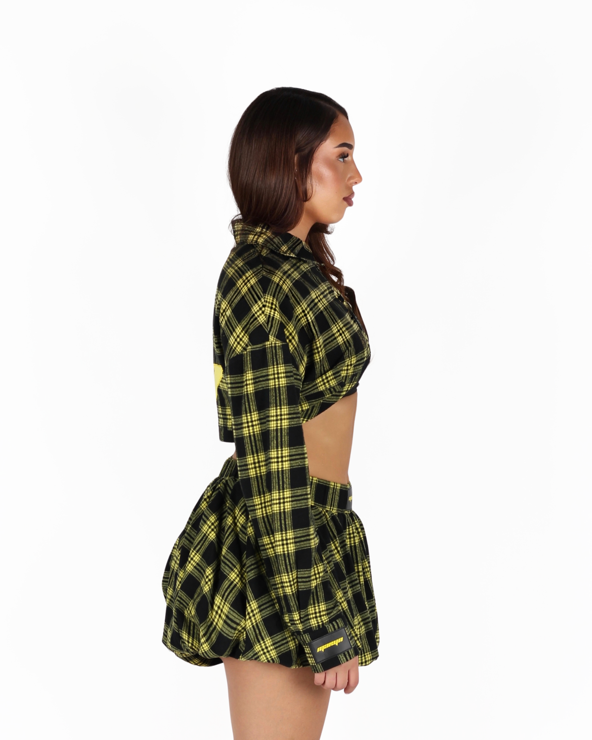 MTL Checked Cropped Flannel Black/Yellow