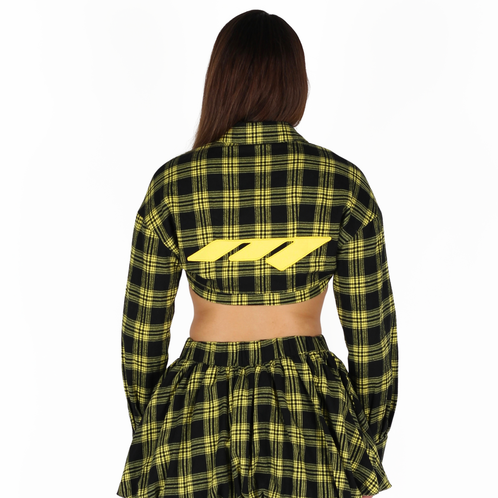 MTL Checked Cropped Flannel Black/Yellow