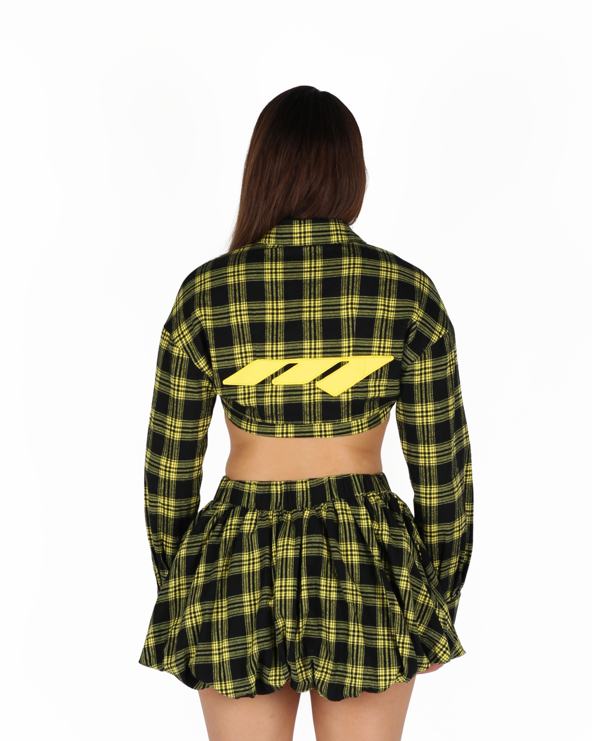 MTL Checked Cropped Flannel Black/Yellow