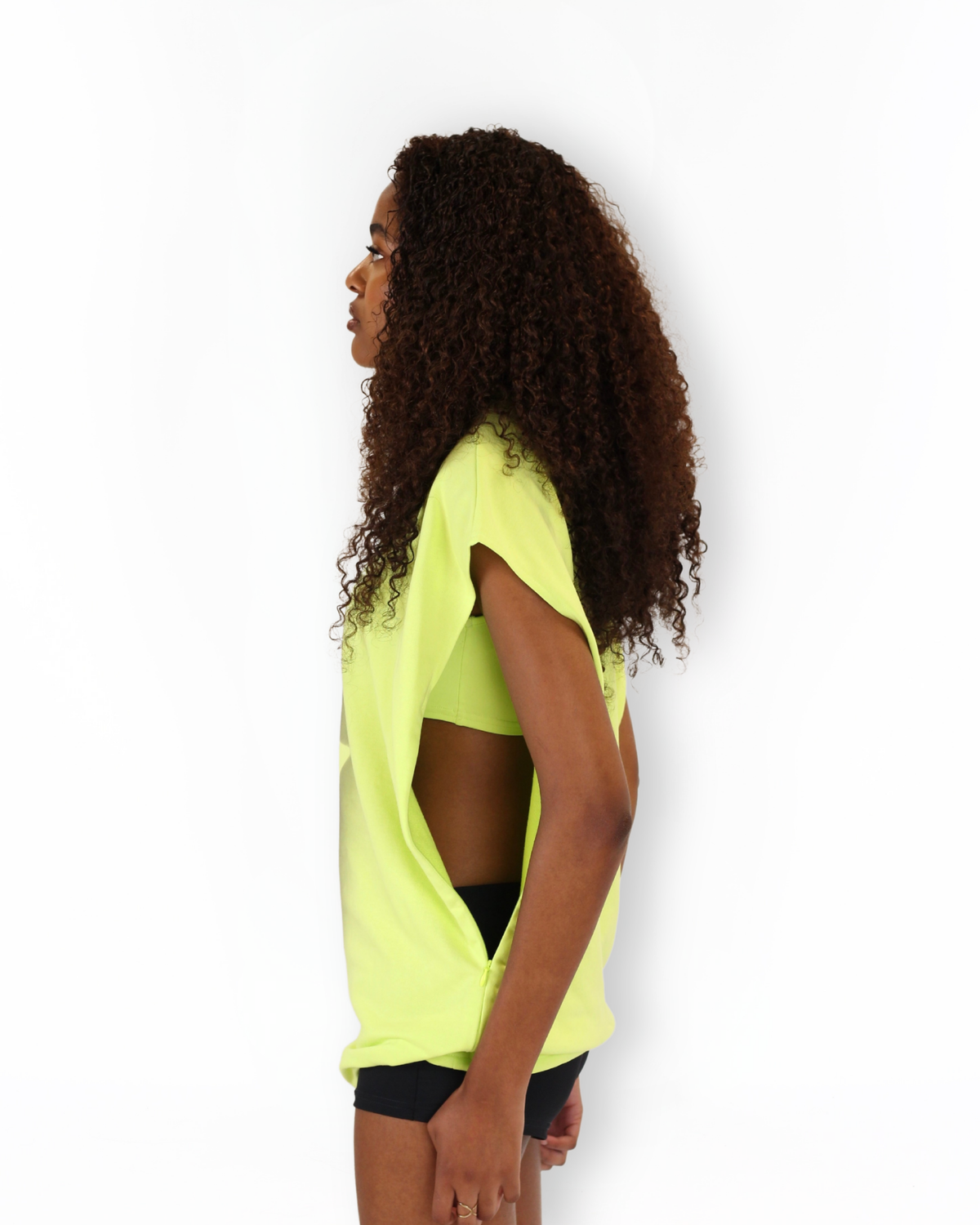 MTL Sleeveless Zipper Shirt Neon Yellow