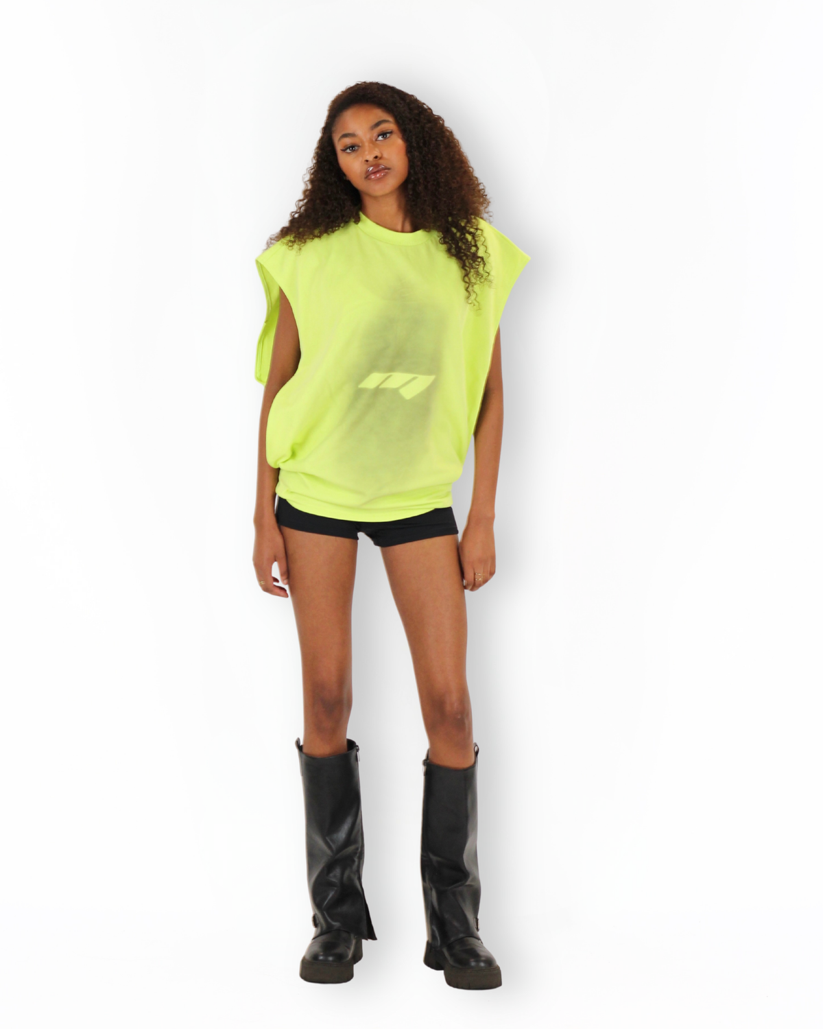 MTL Sleeveless Zipper Shirt Neon Yellow
